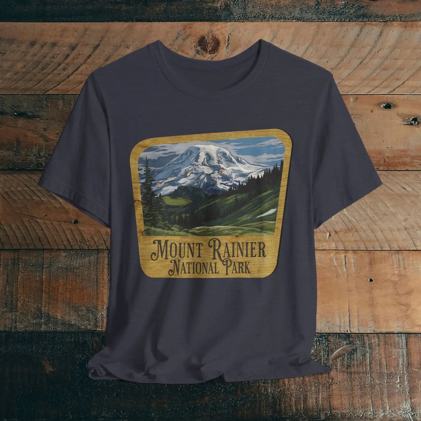 Mount Rainier National Park T-Shirt Mountain Wood Sign