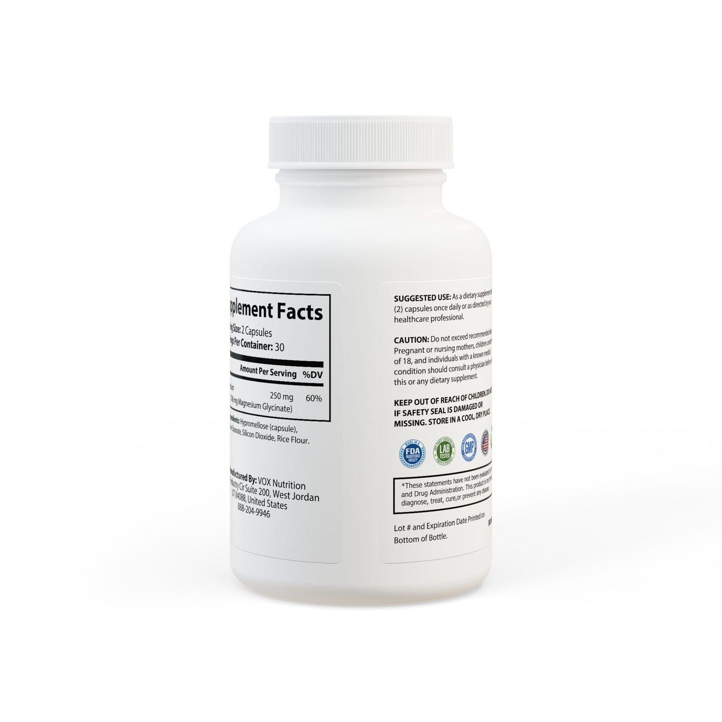 Magnesium Glycinate Supplement (60 Capsules) - "Memento Mori"