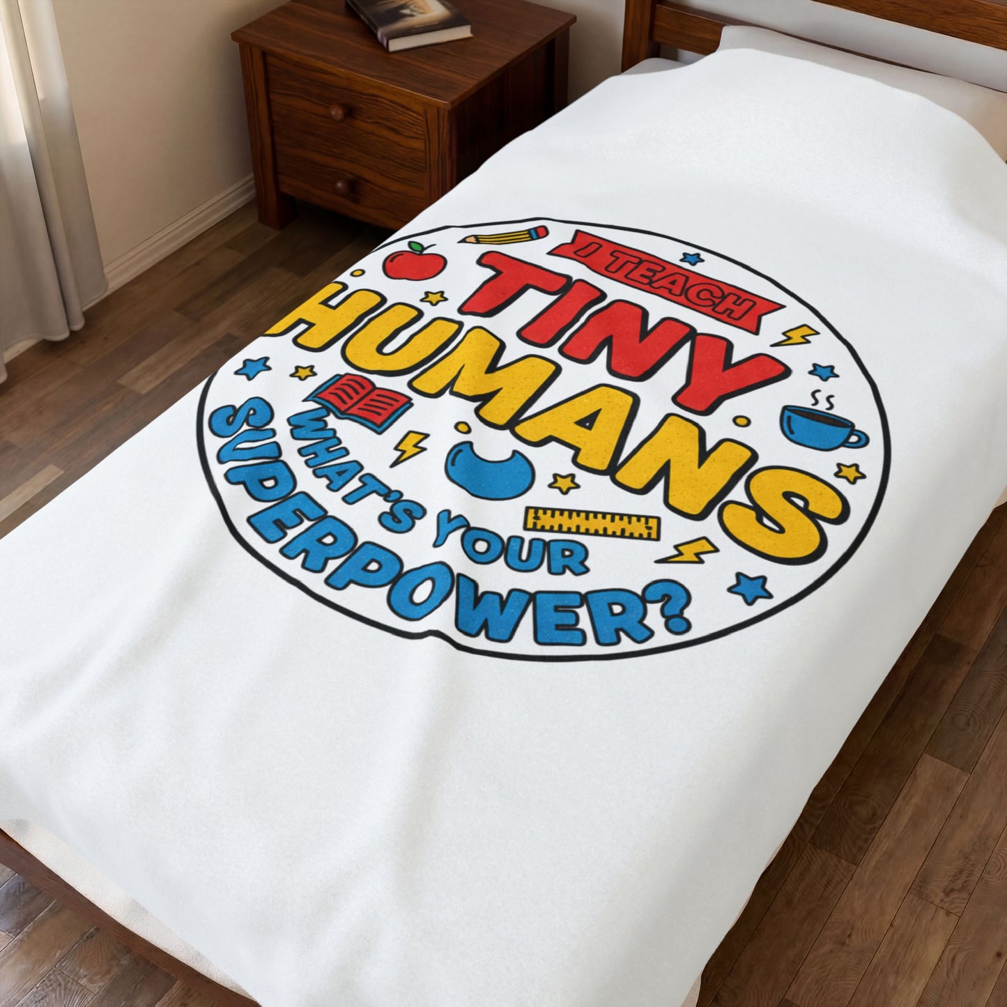 Tiny Humans Superpower Velveteen Blanket | Teacher Appreciation, Classroom Throw