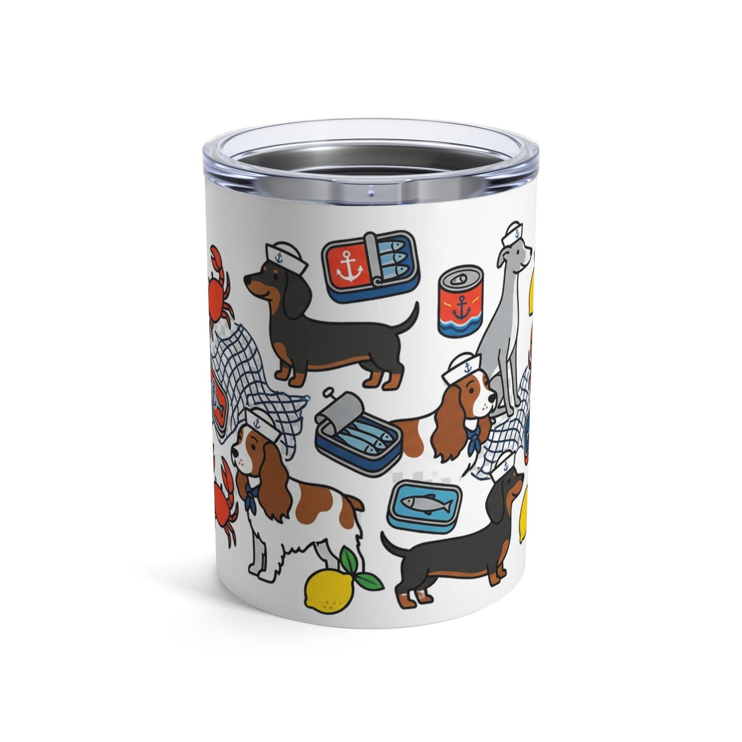 Tinned Fish Pups - Nautical Snack Time 12oz Short Tumbler