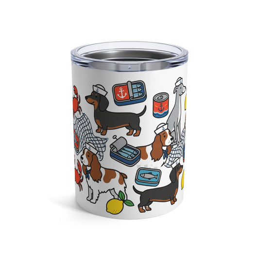 Tinned Fish Pups - Nautical Snack Time 12oz Short Tumbler