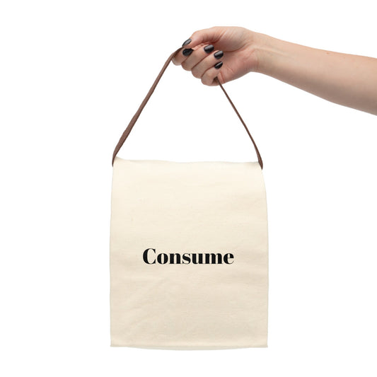 Canvas Lunch Bag With Strap - "Consume"