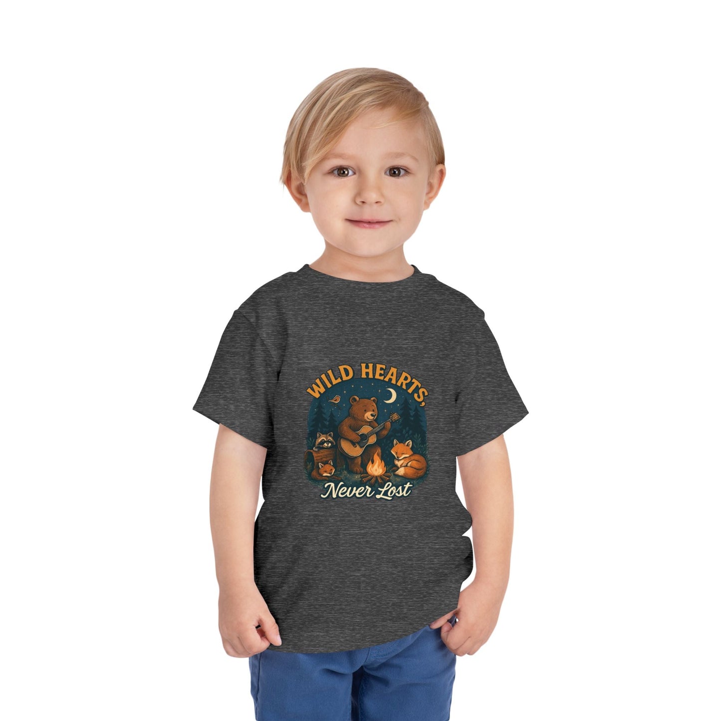 "Wild Hearts Never Lost" Bear Guitar Campfire - Toddler Tee
