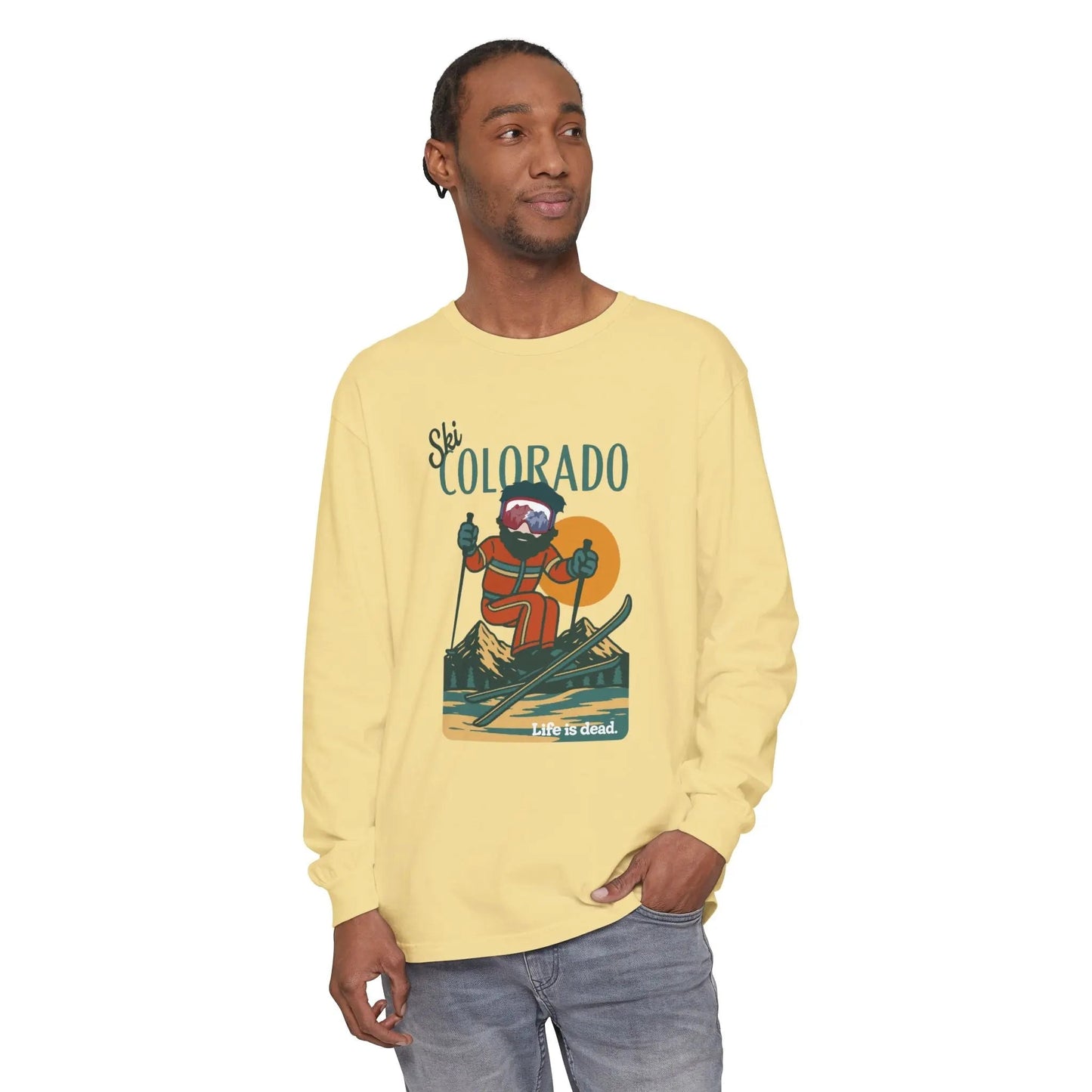 Ski Colorado - Life is dead.® Mountain Collection Garment-Dyed Long Sleeve T-Shirt