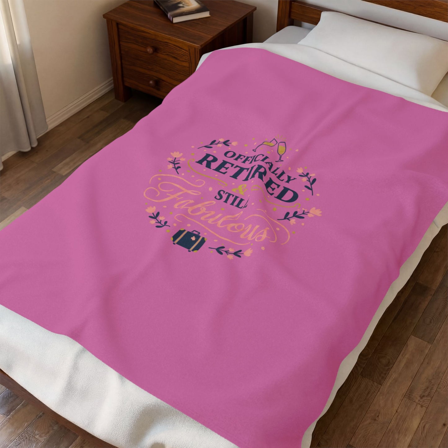 Officially Retired & Still Fabulous Velveteen Blanket | retirement gifts for women, personalized retirement gifts