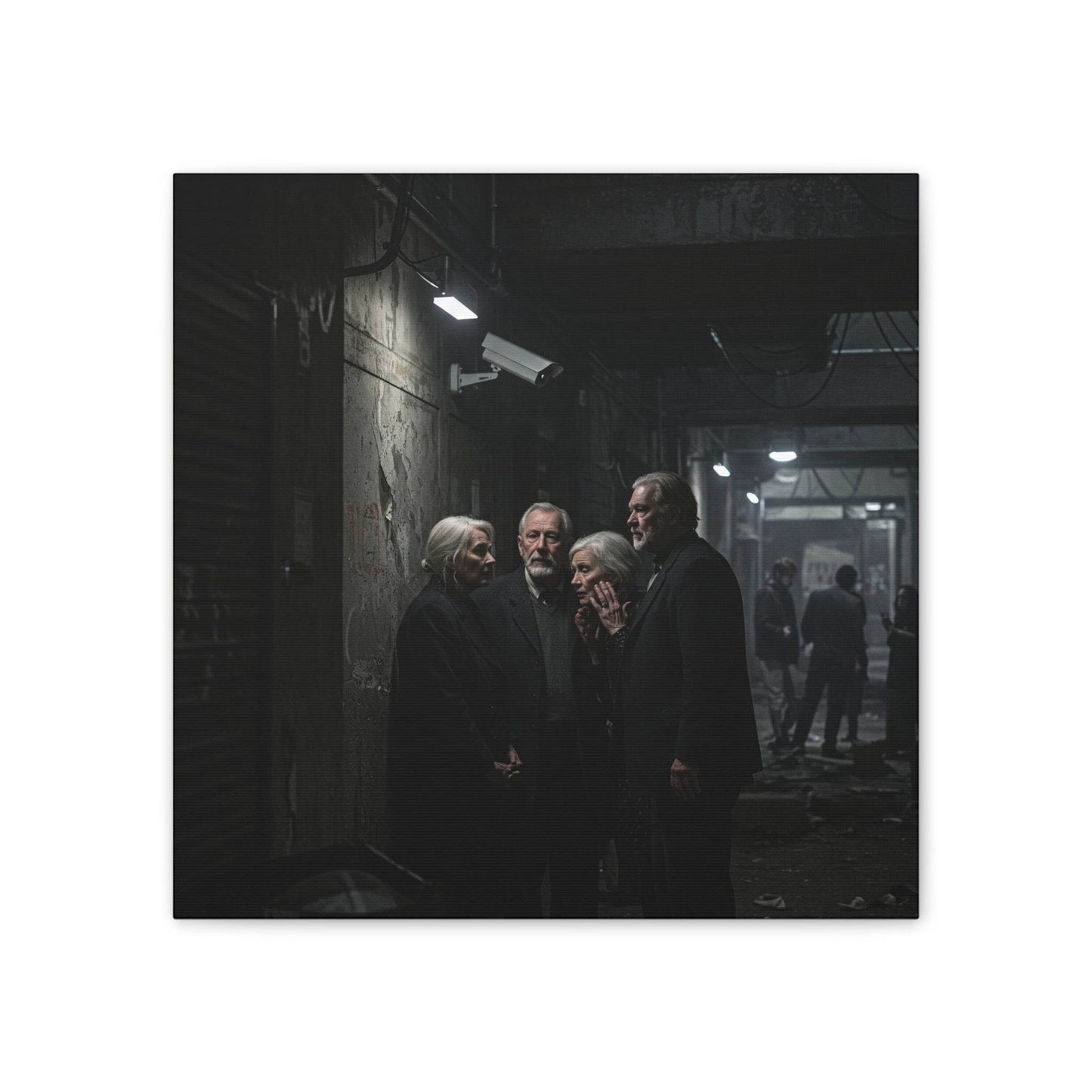 Mood-Infused Canvas Art Print - Urban Gathering Scene