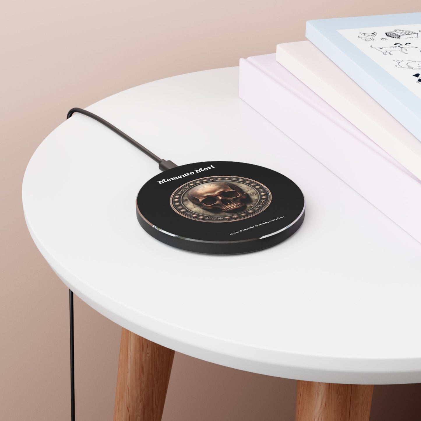 "Memento Mori" Wireless Charger - "Live with Intention, Gratitude, and Purpose"