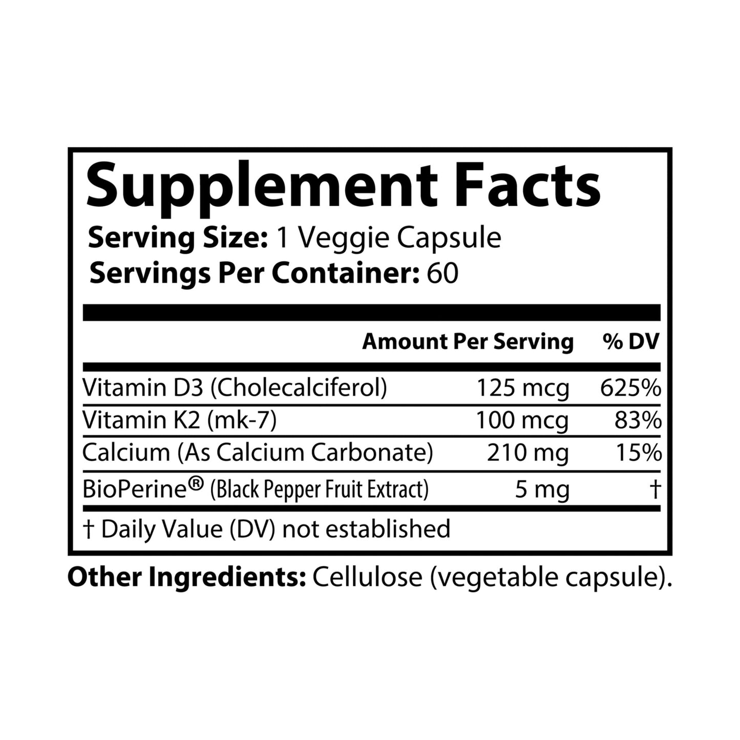 Vitamin K2 + D3 Supplement (60 Capsules) - "Memento Mori"
