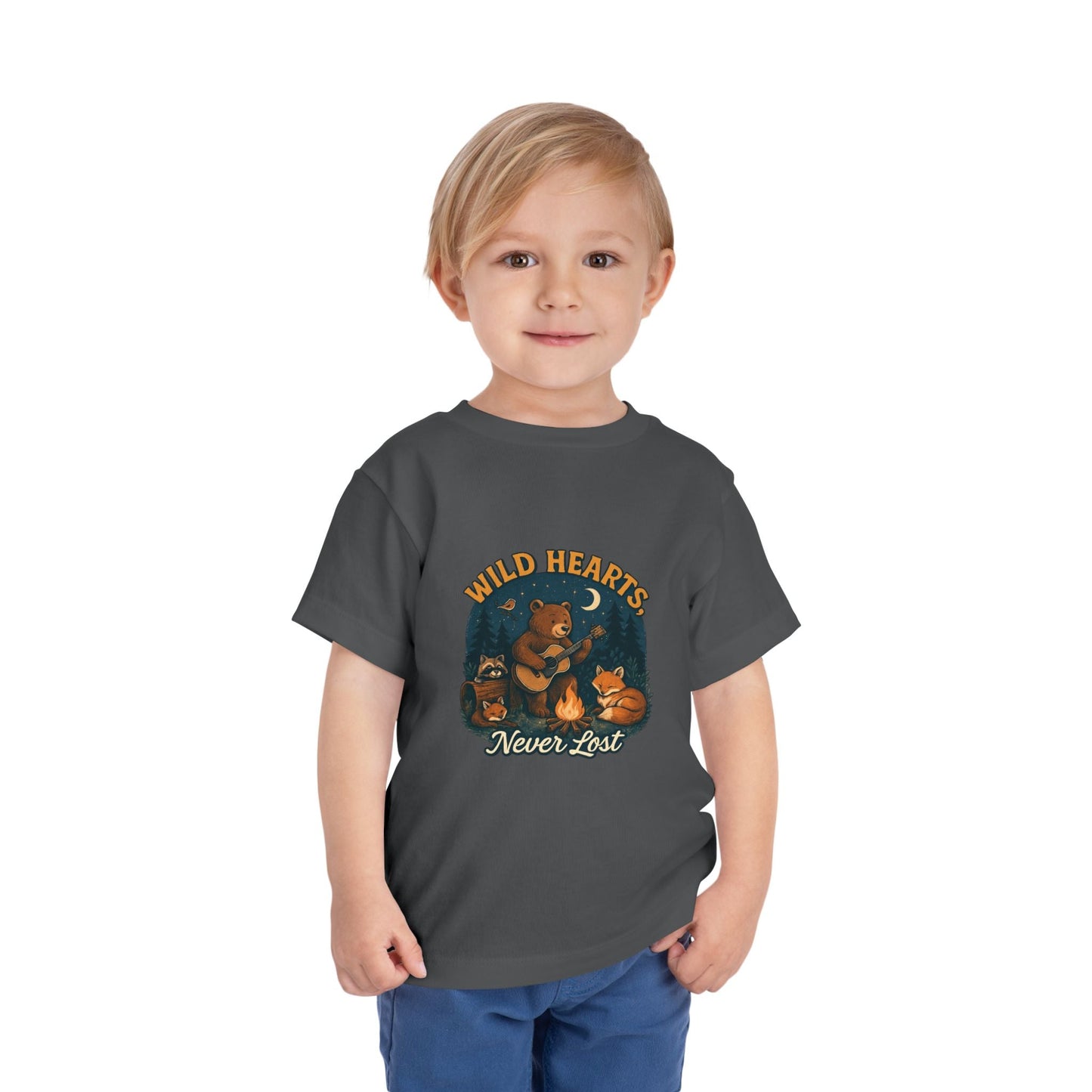 "Wild Hearts Never Lost" Bear Guitar Campfire - Toddler Tee