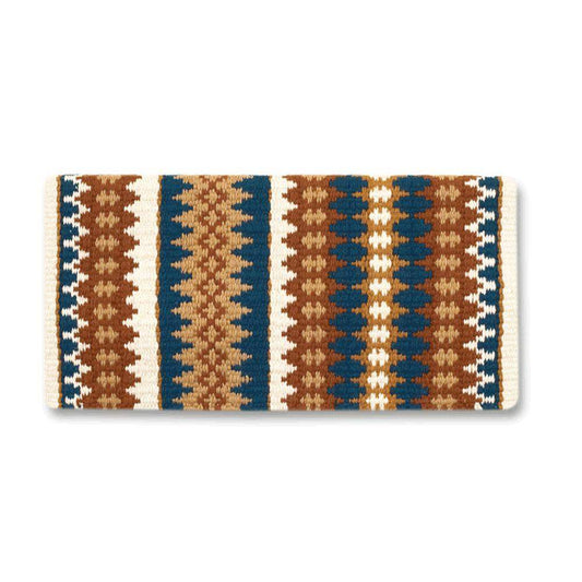 Mayatex 1455-19 38x34 New Nova Wool Blanket TEAL TAN CREAM