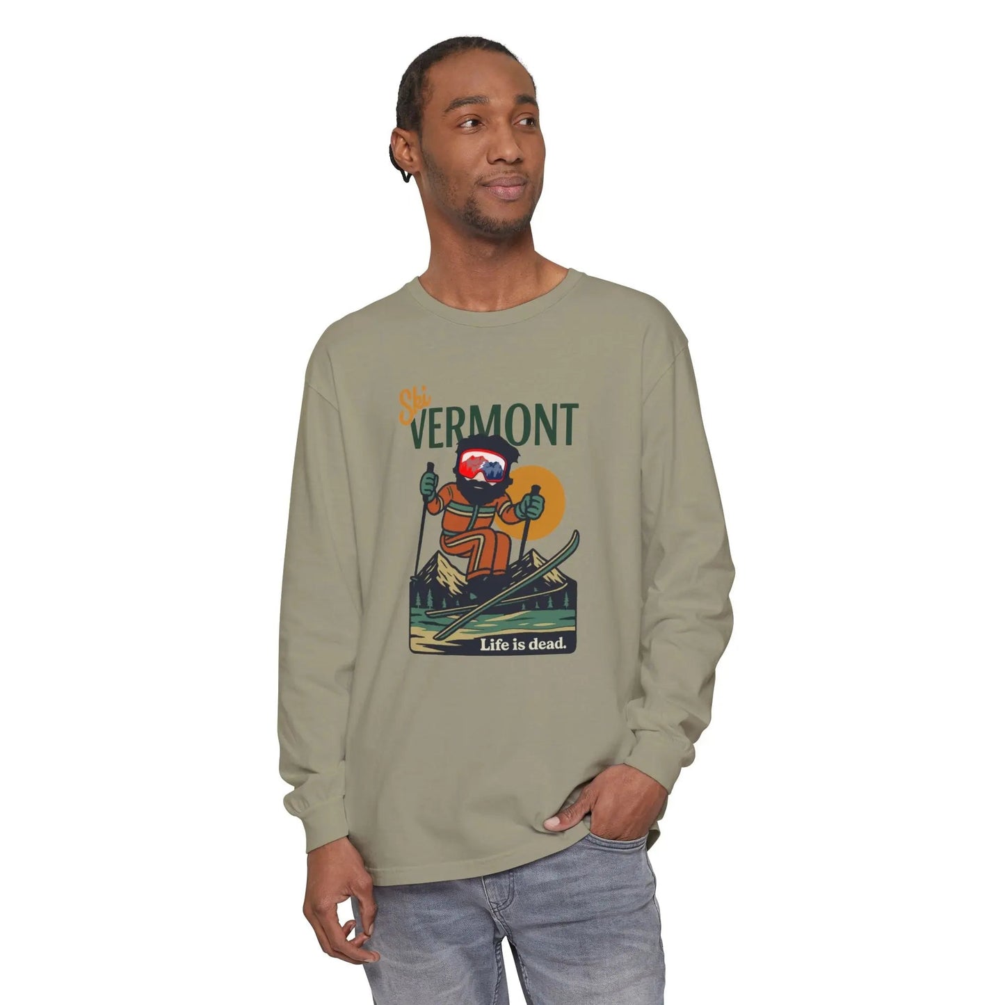 Ski Vermont - Life is dead.® Mountain Collection Garment-Dyed Long Sleeve T-Shirt