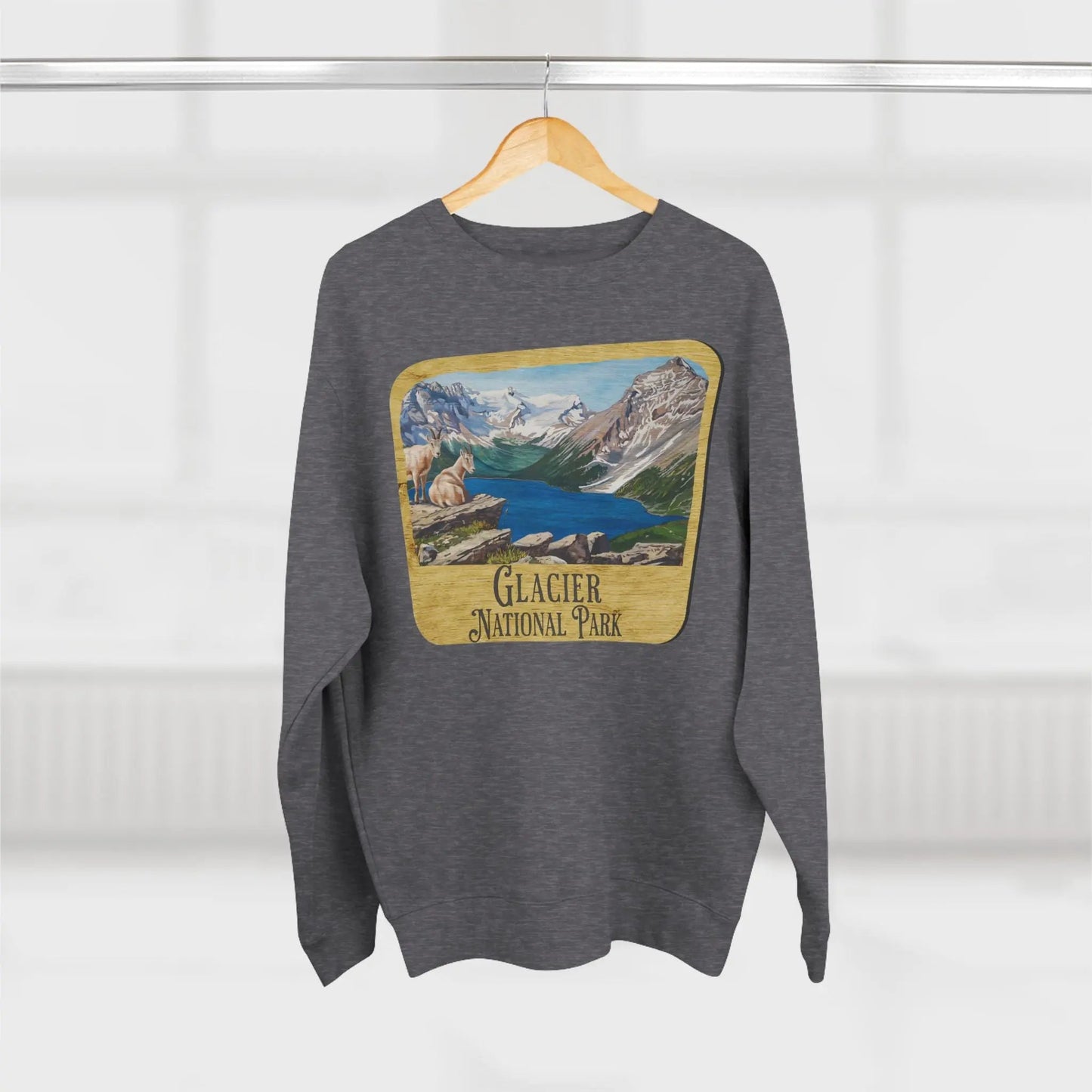 Glacier National Park Crewneck Sweatshirt Wood Sign