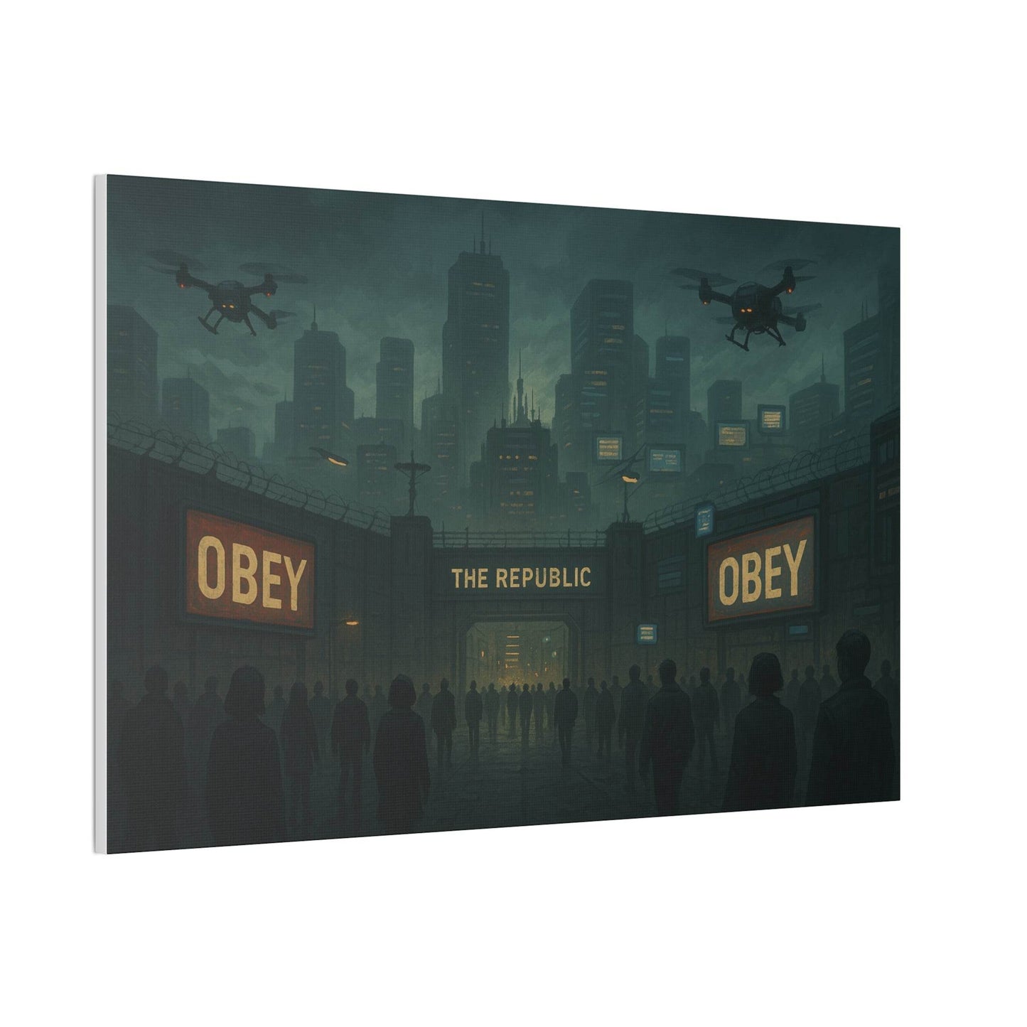 Dystopian Art Canvas Print - 'Obey the Republic'
