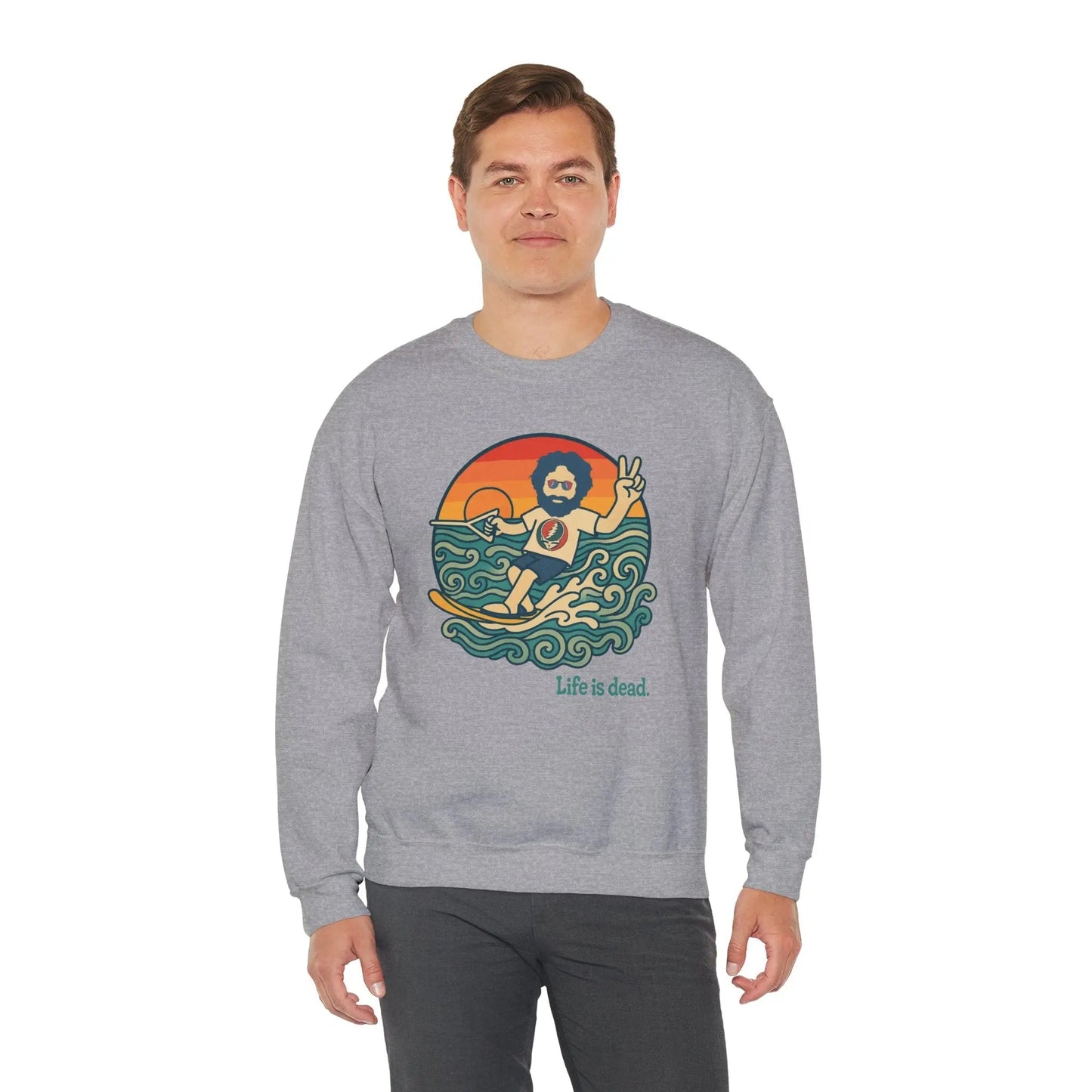 Waterskiin' Jerry Life is dead.® Crewneck | Grateful Dead