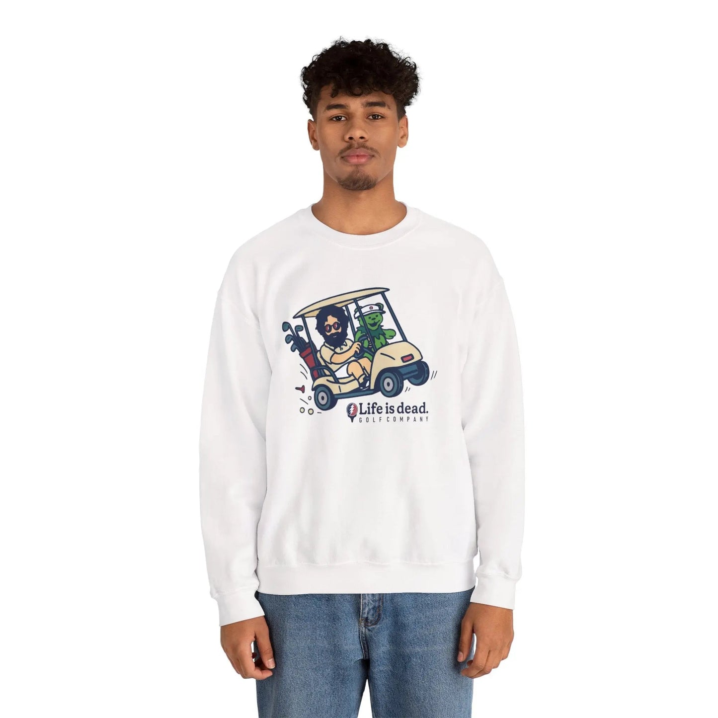 Joy Ridin' Jerry and The Bear | Life is dead.® Crewneck | Grateful Dead