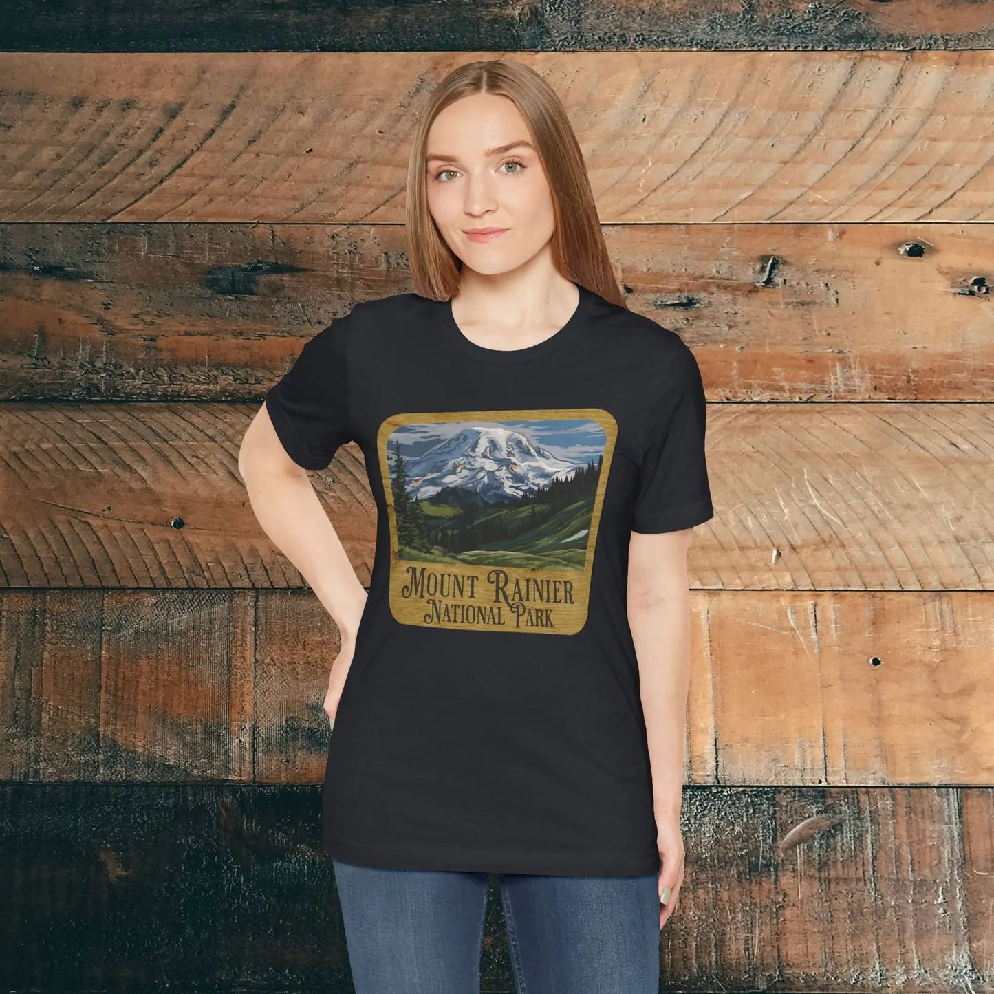 Mount Rainier National Park T-Shirt Mountain Wood Sign