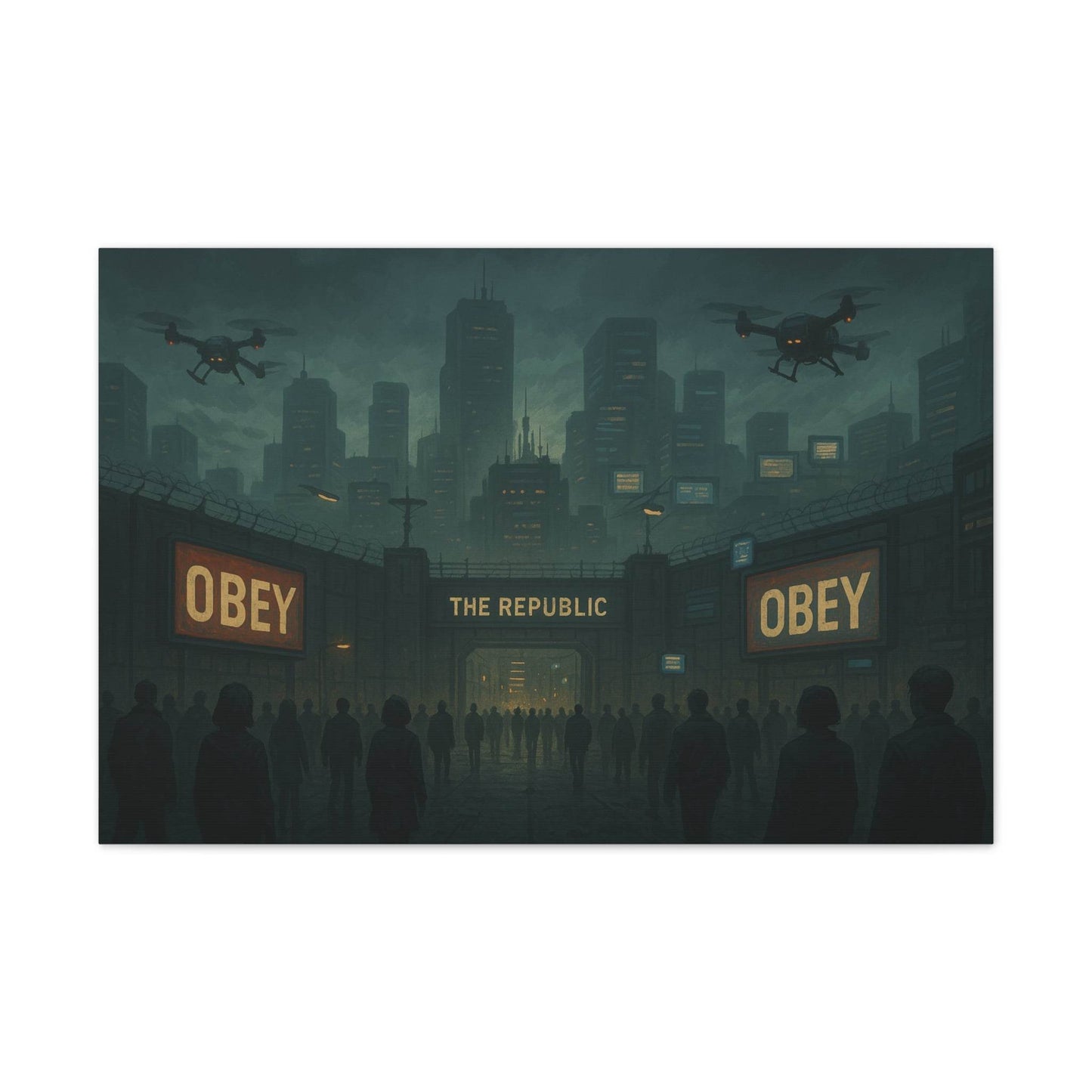 Dystopian Art Canvas Print - 'Obey the Republic'