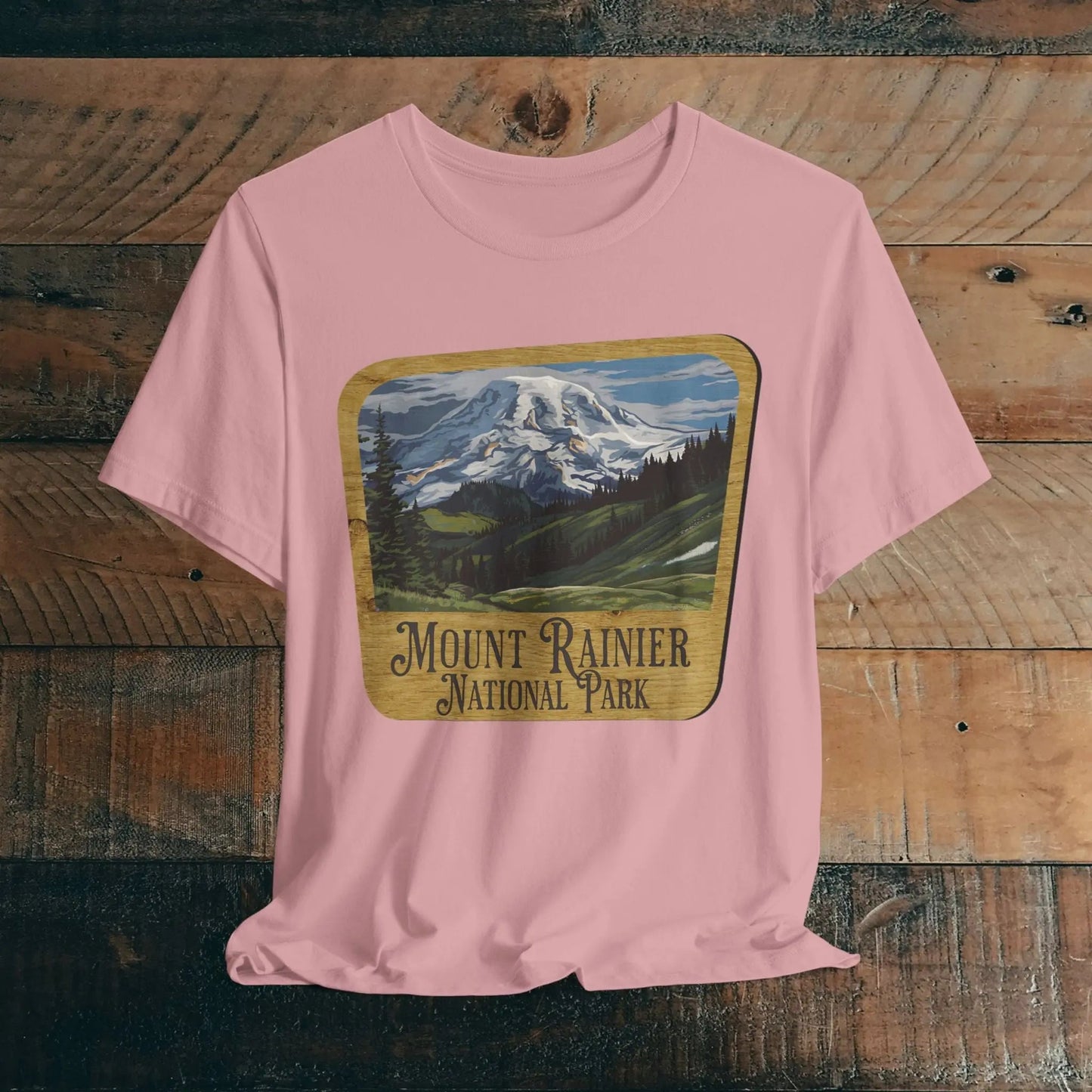 Mount Rainier National Park T-Shirt Mountain Wood Sign