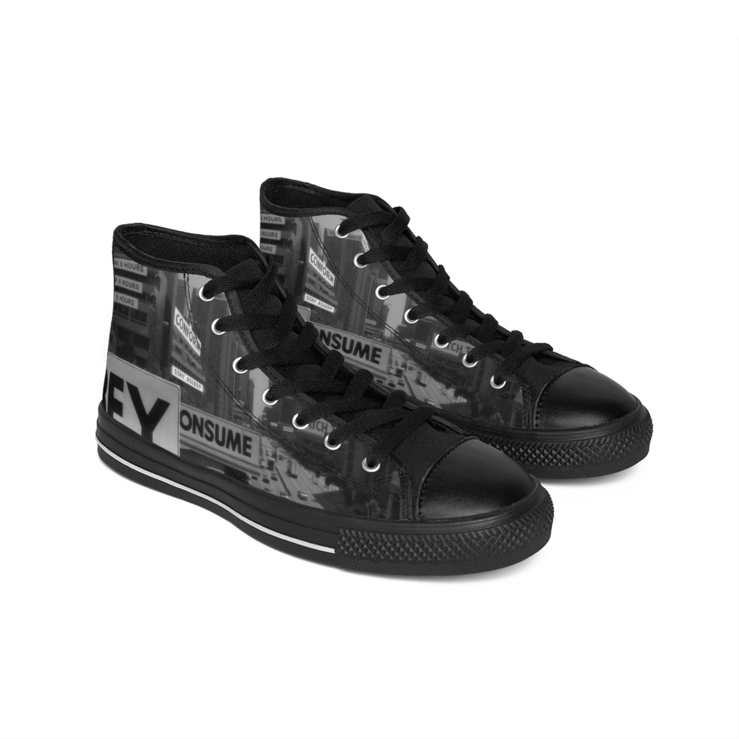Men's Classic High-Top Sneakers - Urban Graffiti Design - "They Live"
