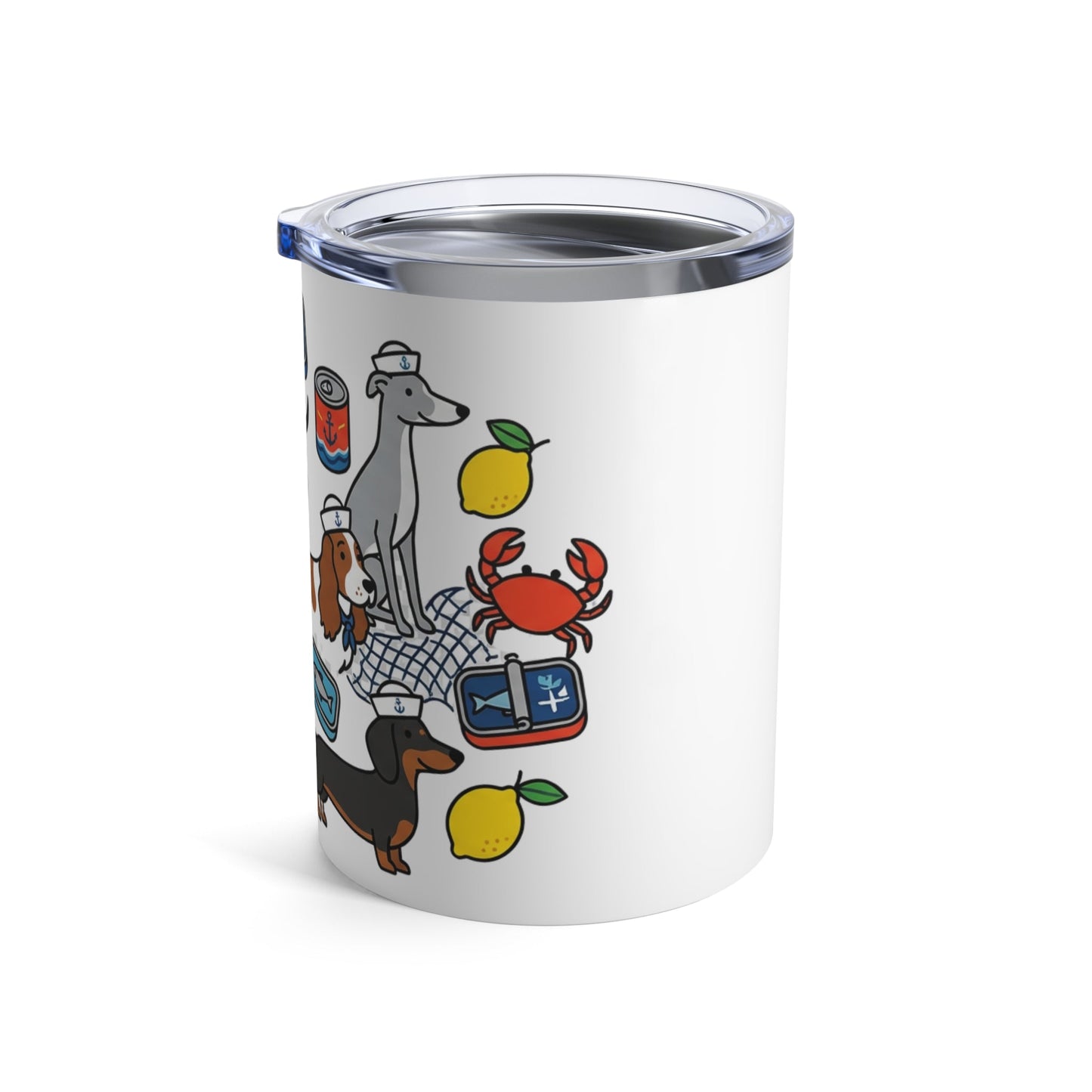 Tinned Fish Pups - Nautical Snack Time 12oz Short Tumbler