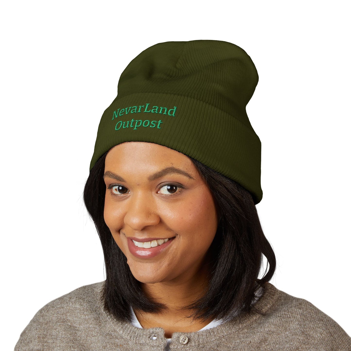 "NevarLand Outpost" - Embroidered Cuffed Knit beanie