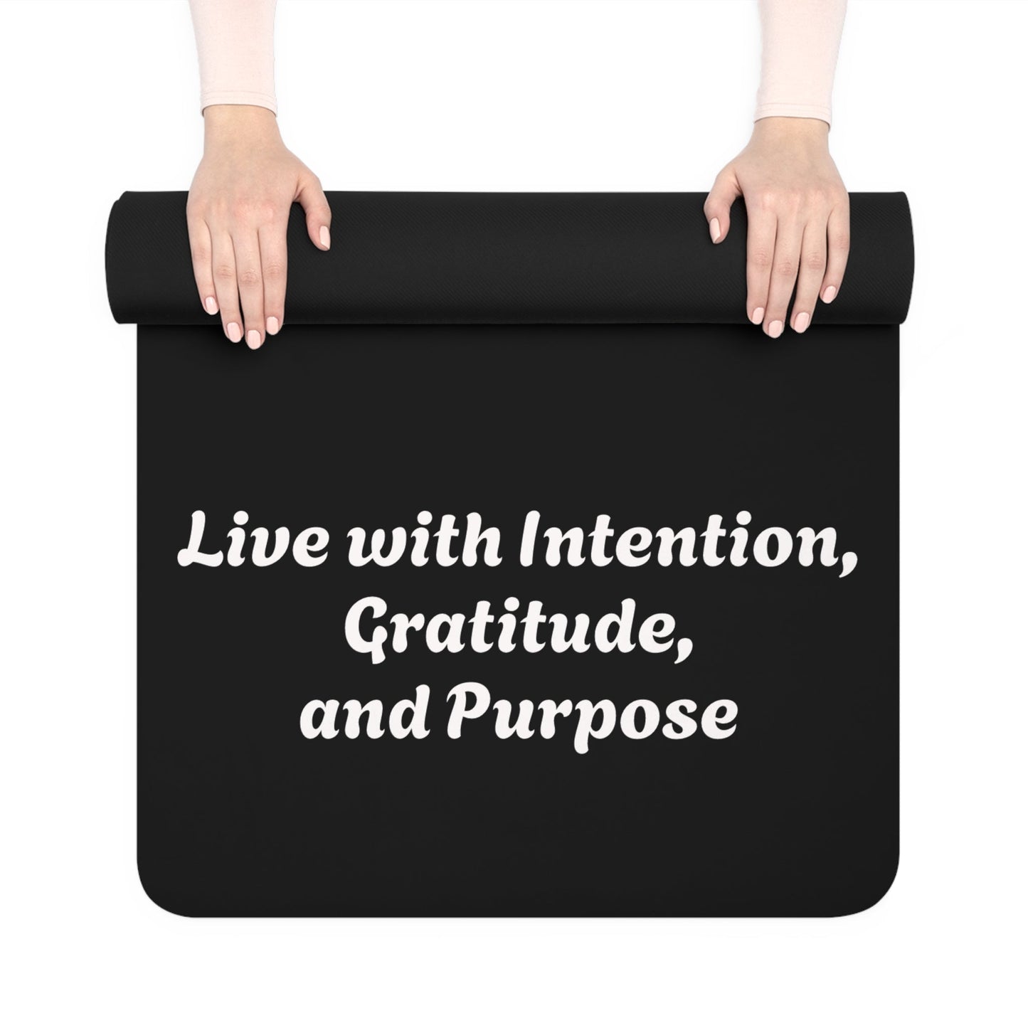"Memento Mori" - Rubber Yoga Mat - "Live with Intention,  Gratitude,  and Purpose"