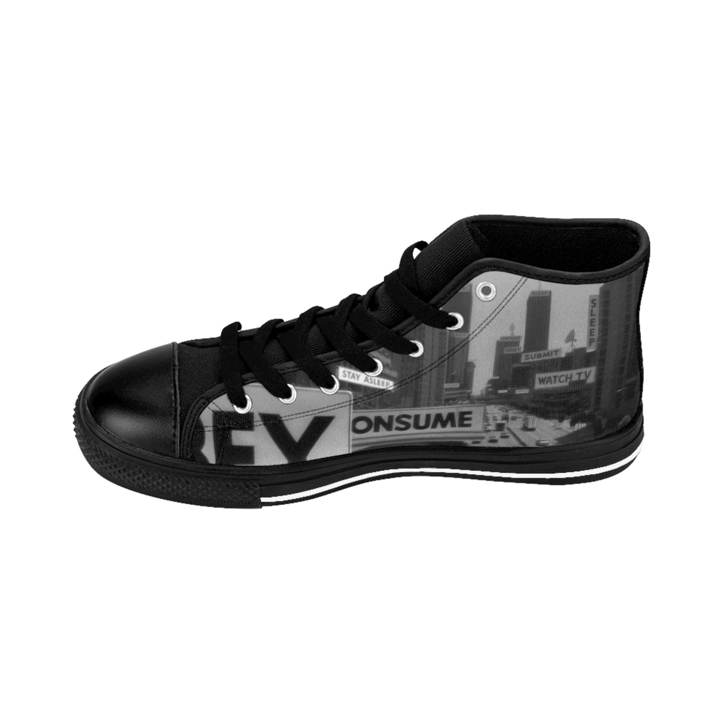 Men's Classic High-Top Sneakers - Urban Graffiti Design - "They Live"