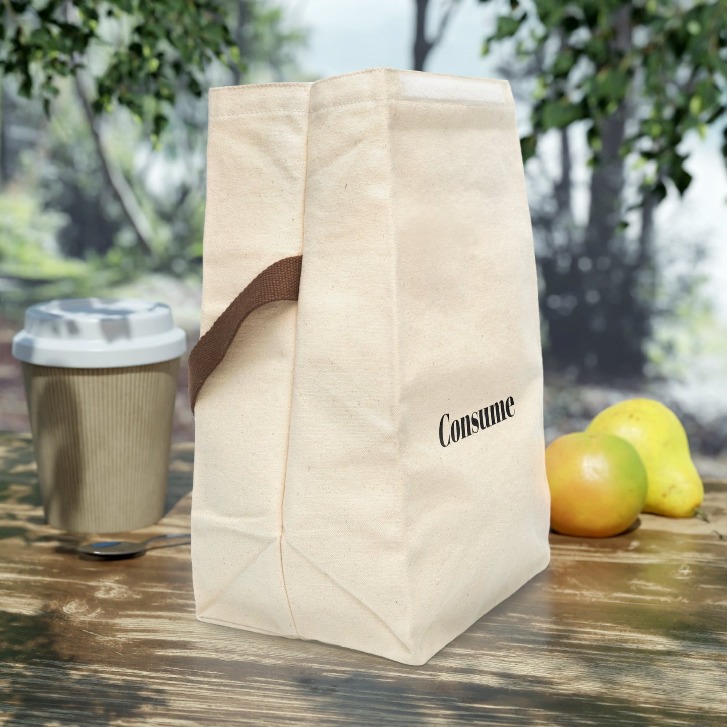 Canvas Lunch Bag With Strap - "Consume"