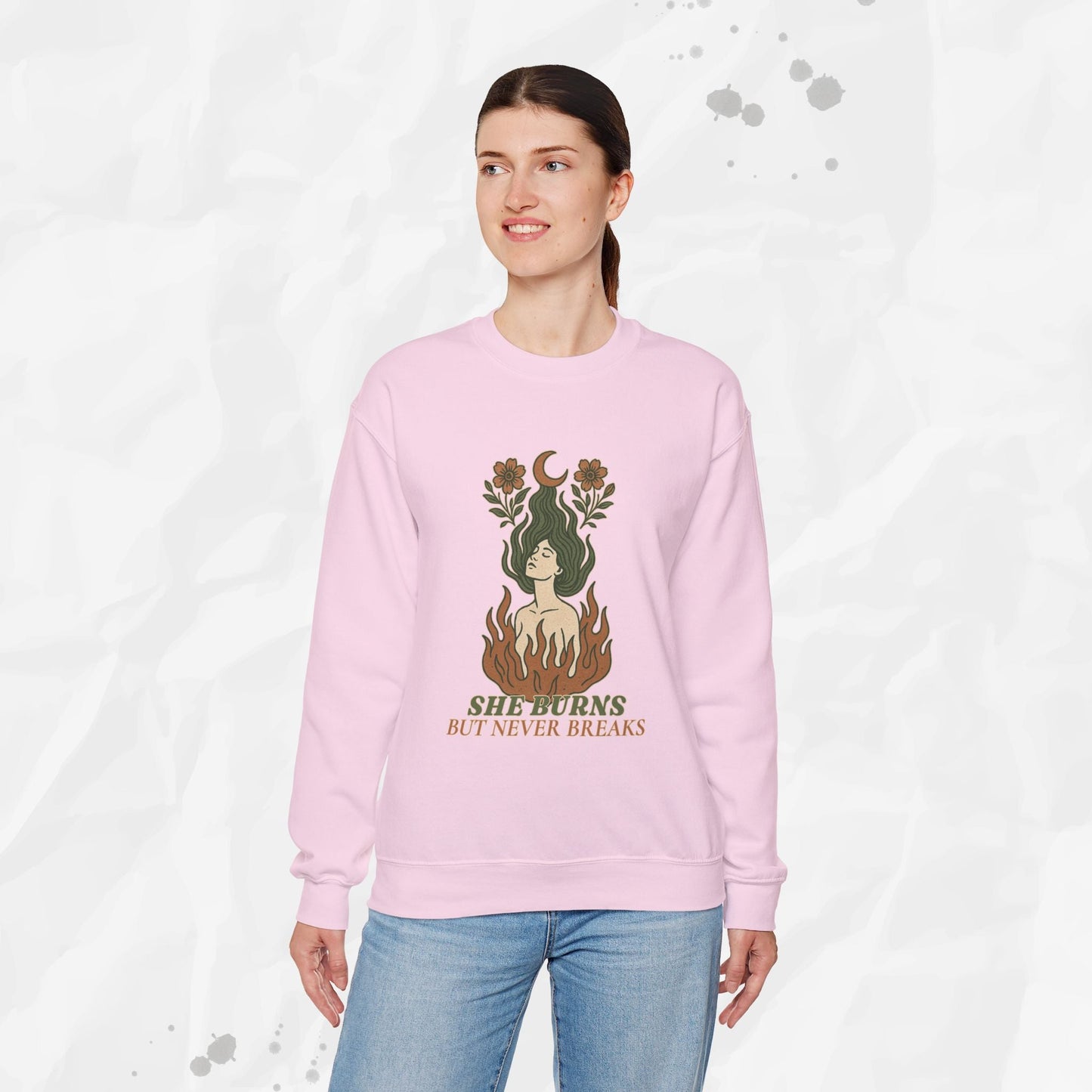She Burns But Never Breaks – Crewneck Sweatshirt