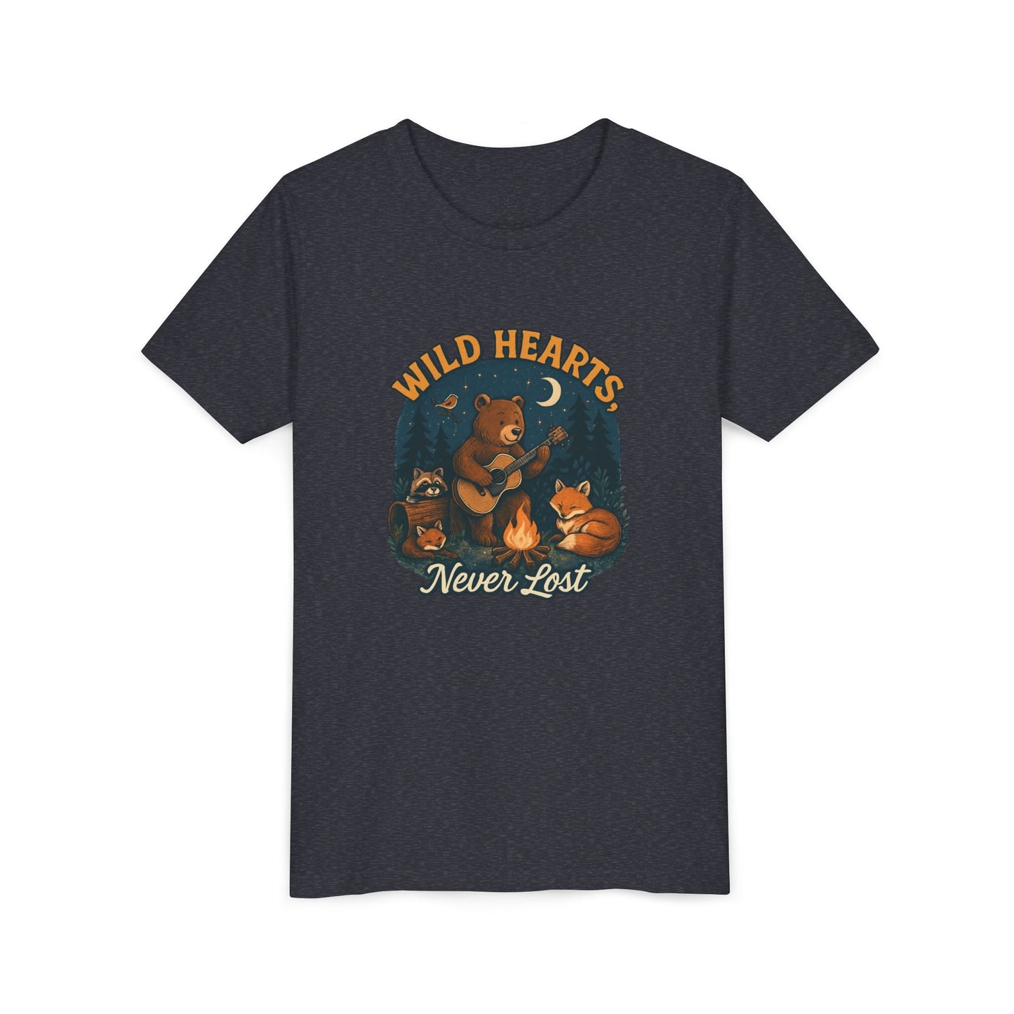 "Wild Hearts Never Lost Campfire Bear" - Youth Tee