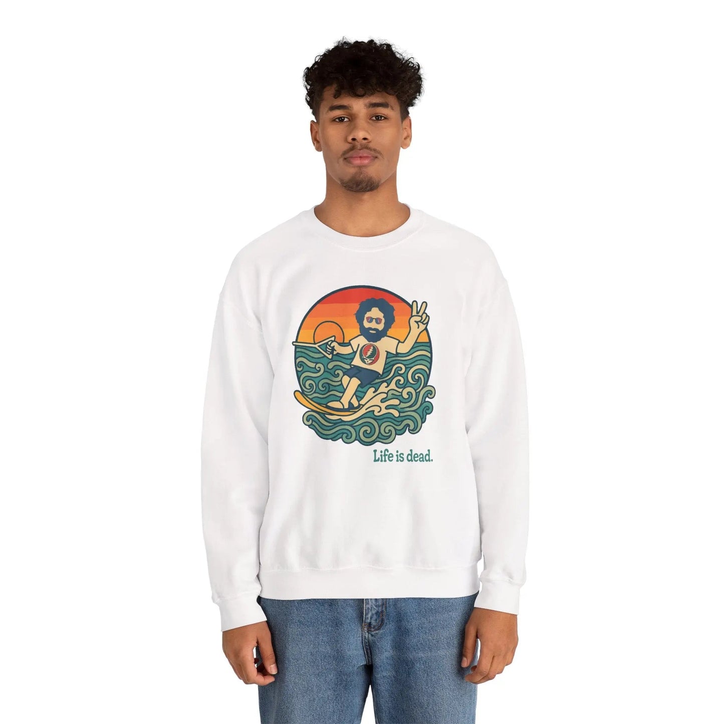 Waterskiin' Jerry Life is dead.® Crewneck | Grateful Dead