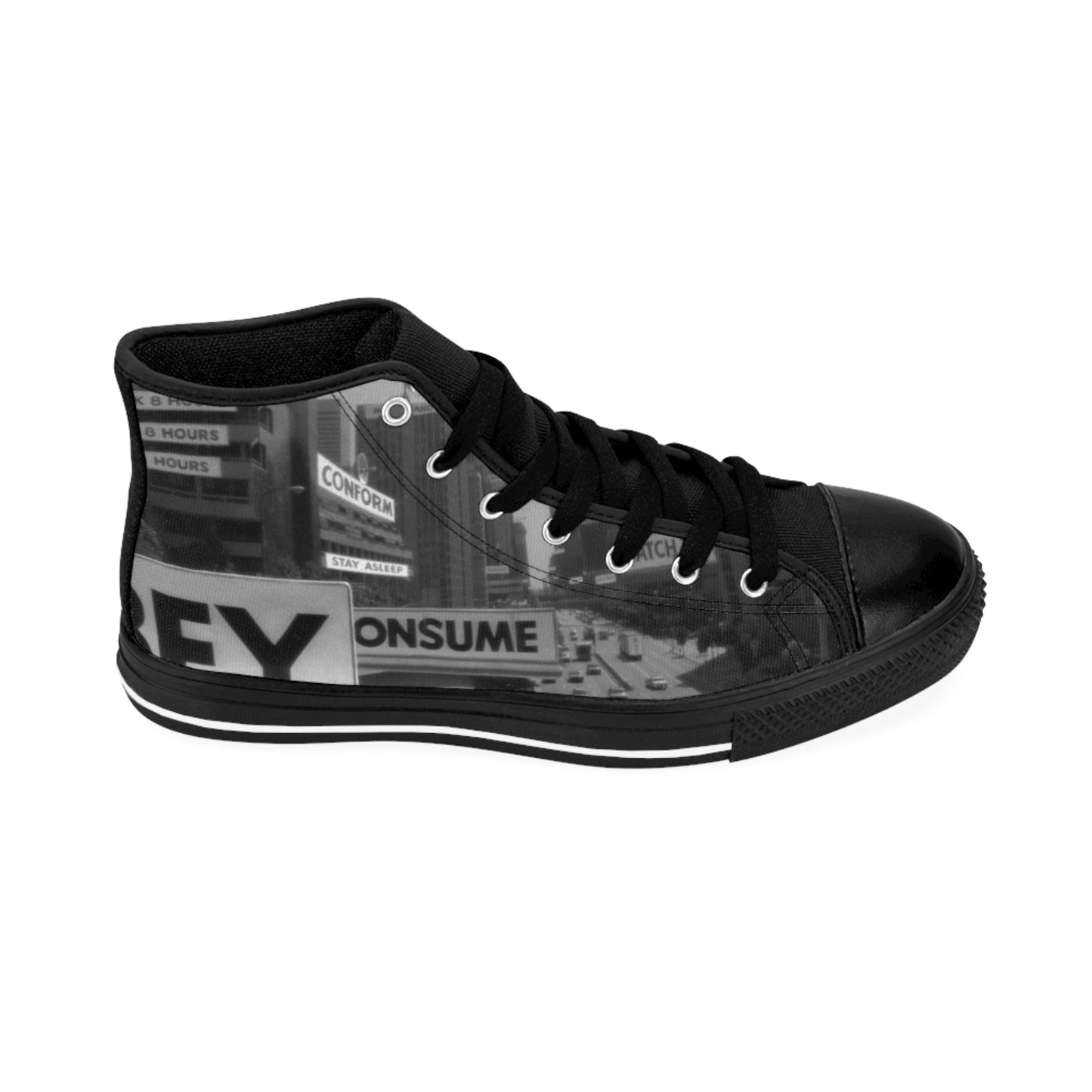 Men's Classic High-Top Sneakers - Urban Graffiti Design - "They Live"
