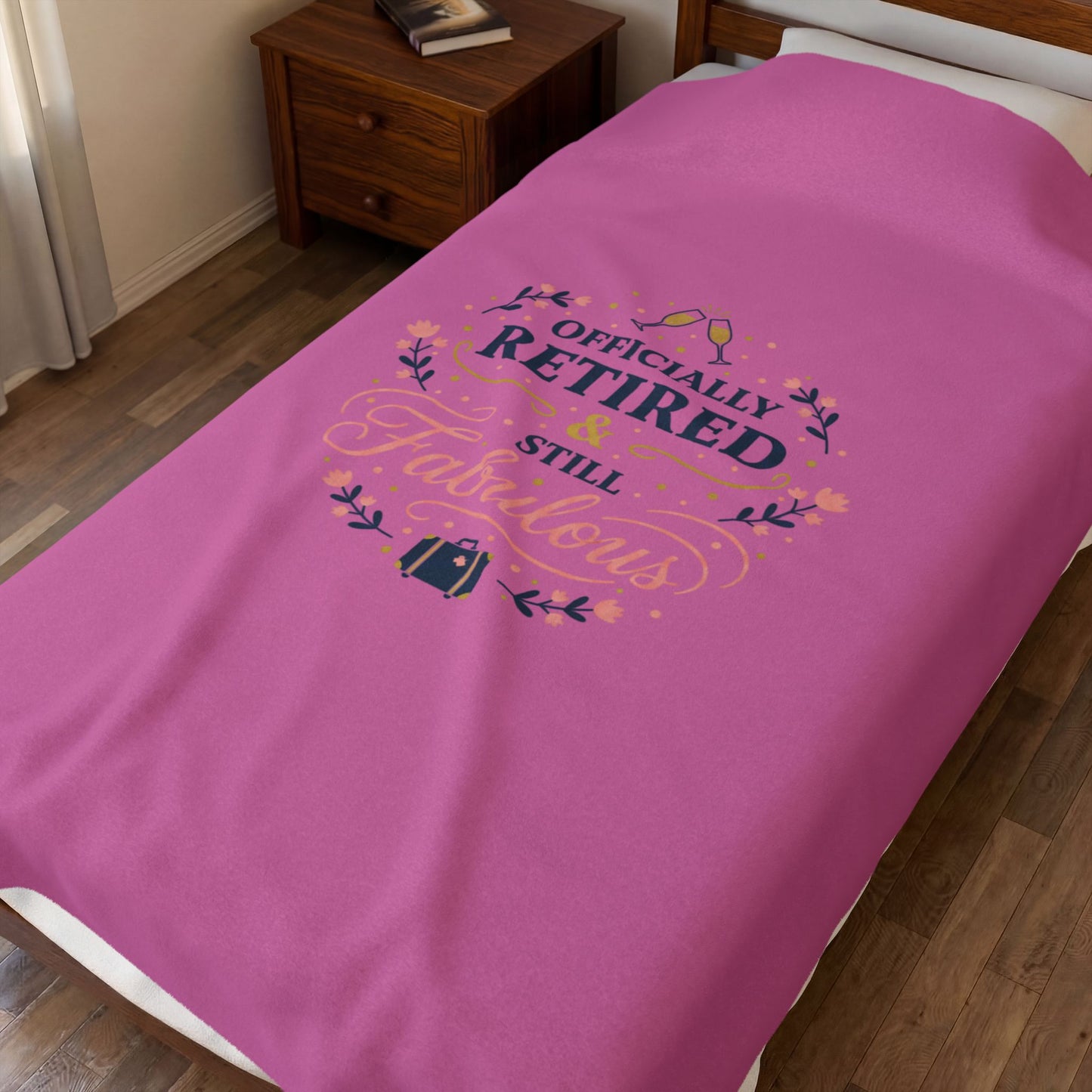 Officially Retired & Still Fabulous Velveteen Blanket | retirement gifts for women, personalized retirement gifts