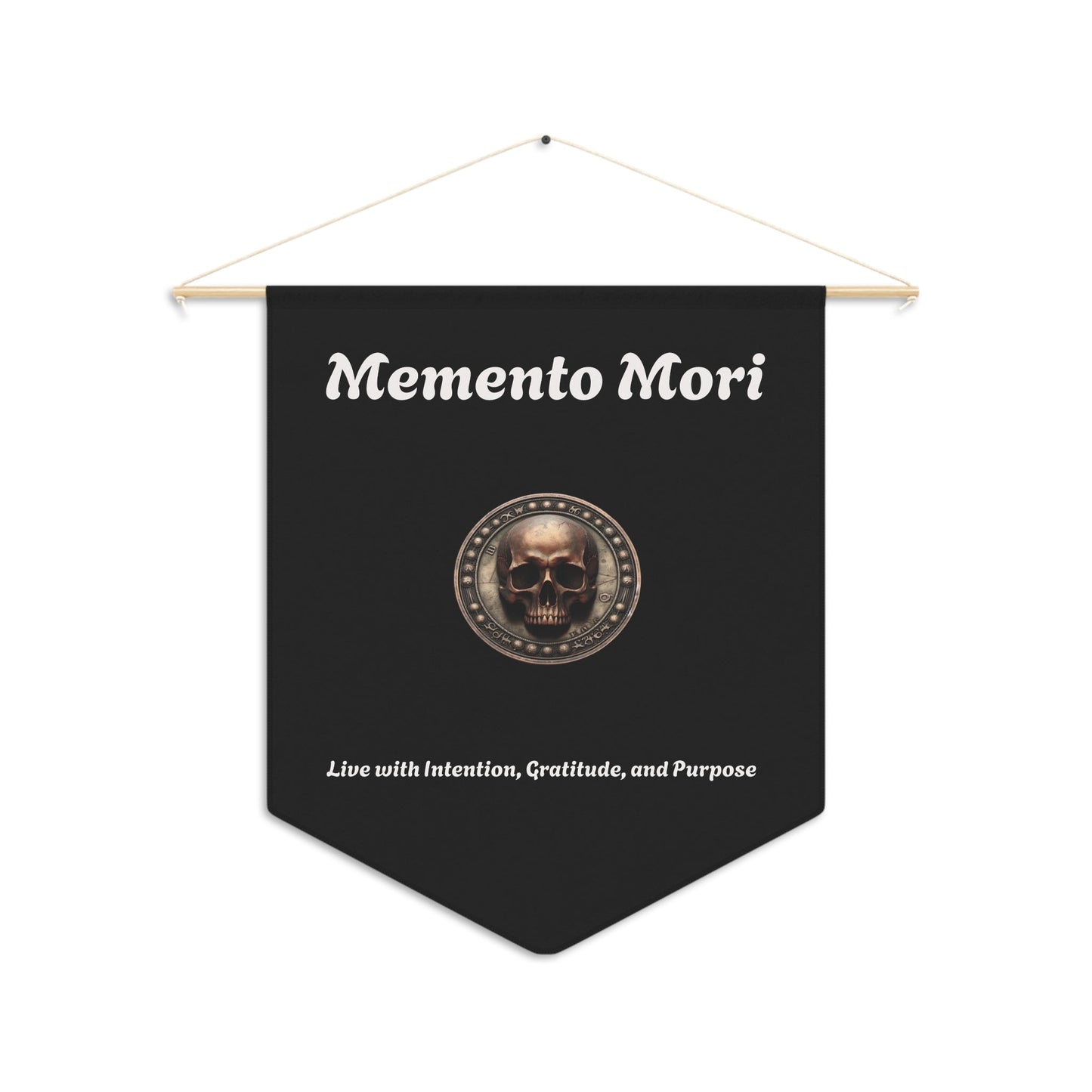 "Memento Mori" Wall Pennant - "Live with Intention, Gratitude, and Purpose" Decor