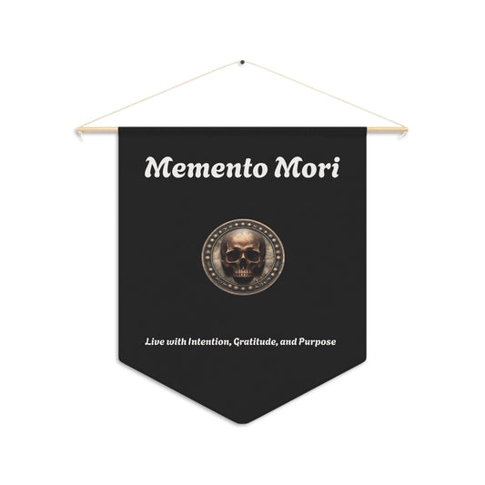"Memento Mori" Wall Pennant - "Live with Intention, Gratitude, and Purpose" Decor