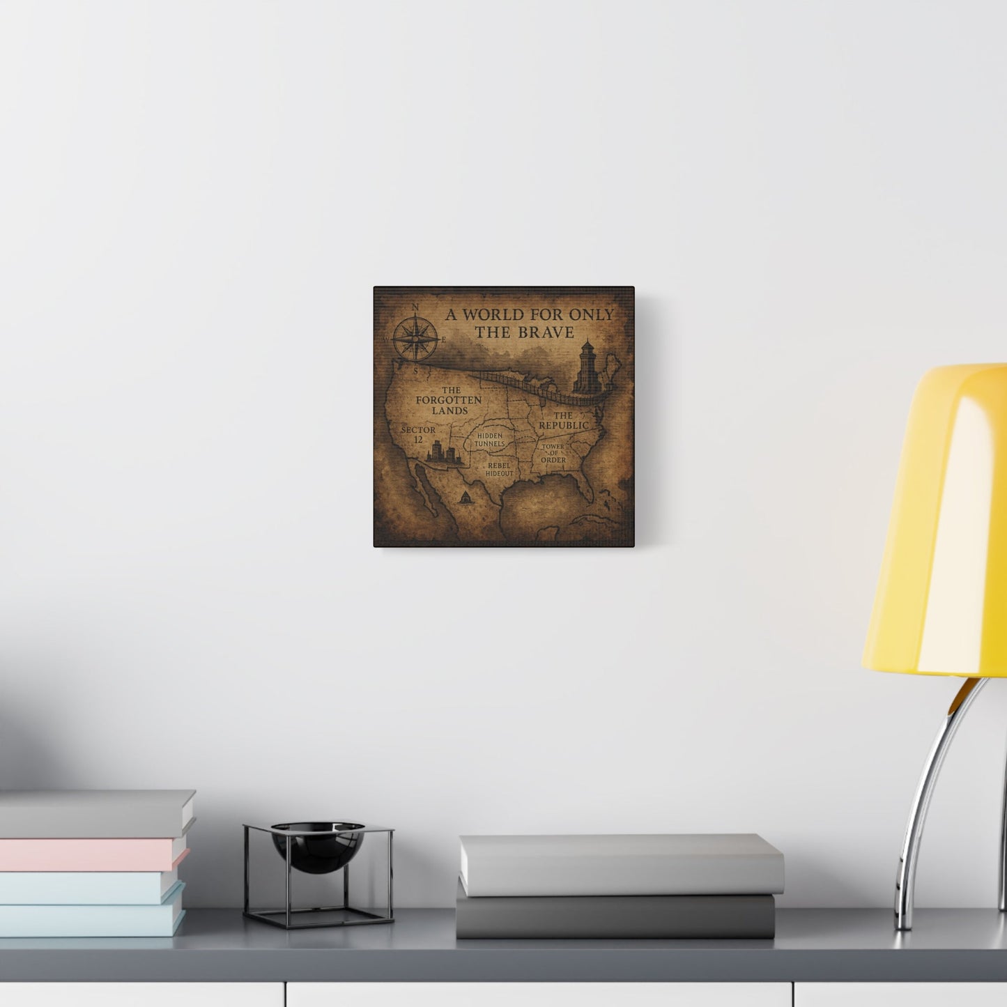 Adventure Map Canvas Wall Art - 'A World for Only the Brave'