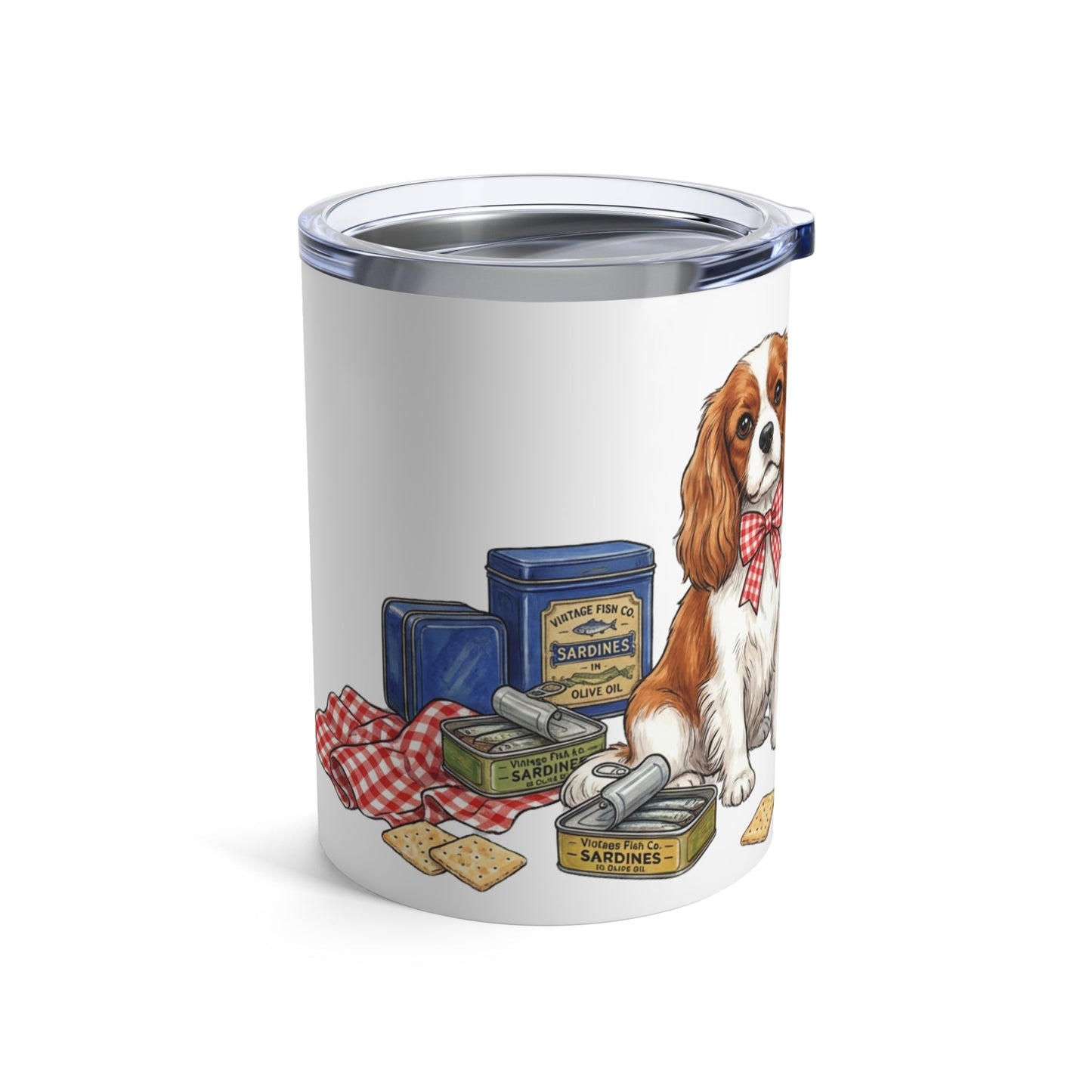 Tinned Fish Pups - Gingham Spaniel Picnic 12oz Short Tumbler