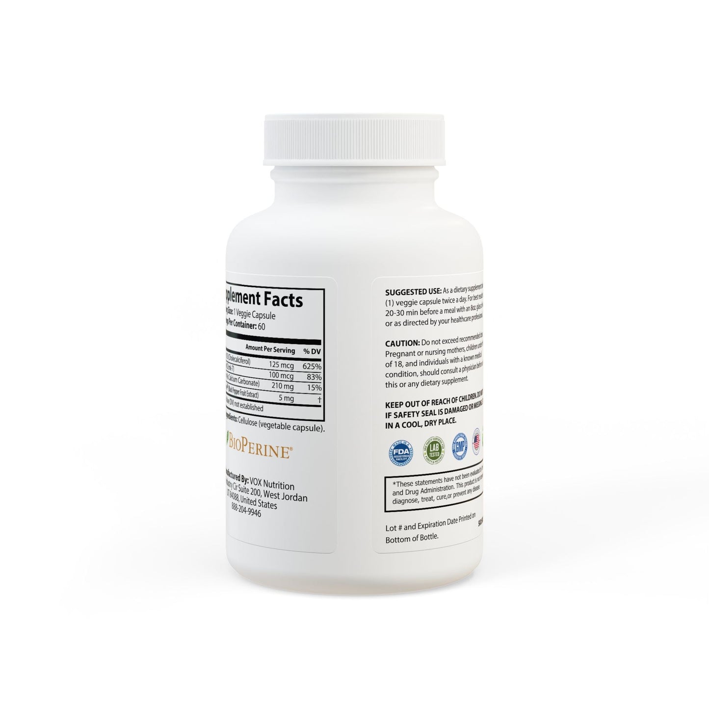 Vitamin K2 + D3 Supplement (60 Capsules) - "Memento Mori"