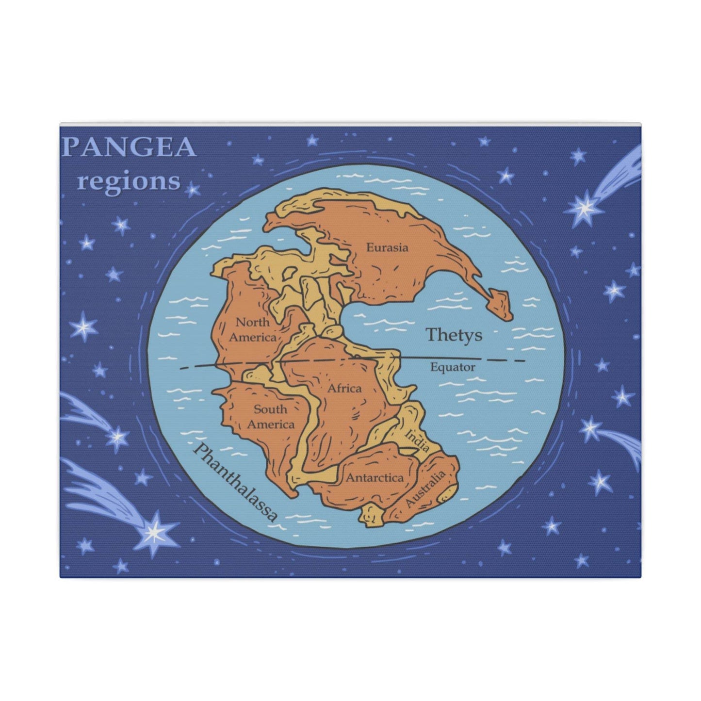 Pangea Regions Canvas Print - Educational Wall Art for Geography Lovers