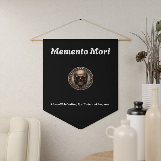 "Memento Mori" Wall Pennant - "Live with Intention, Gratitude, and Purpose" Decor