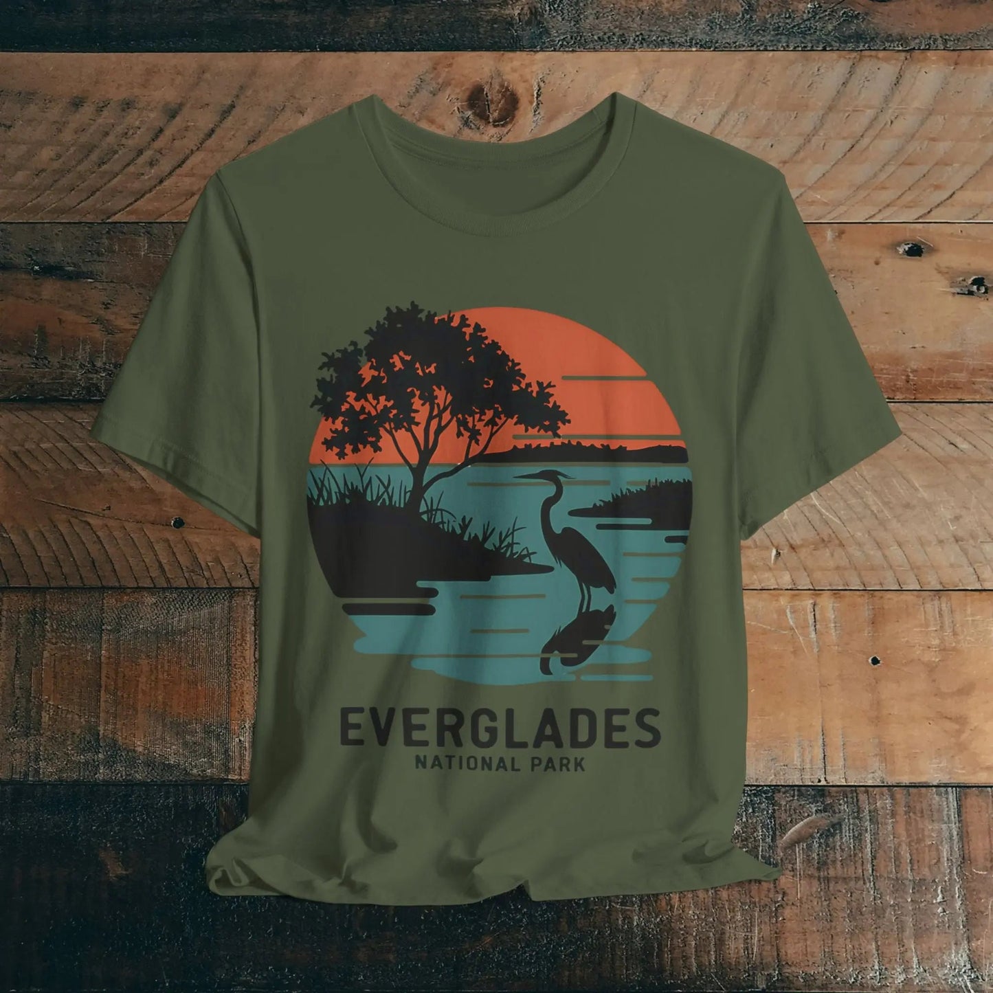 Everglades National Park T-Shirt Logo Retro Sunset