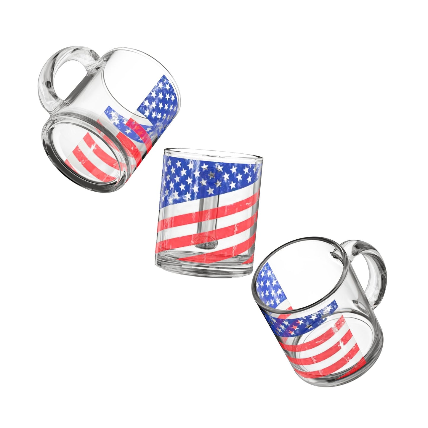 Patriotic Glass Mug - 10 oz American Flag Design -"Americana"