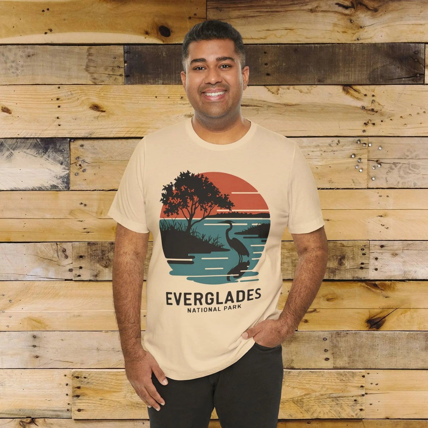 Everglades National Park T-Shirt Logo Retro Sunset