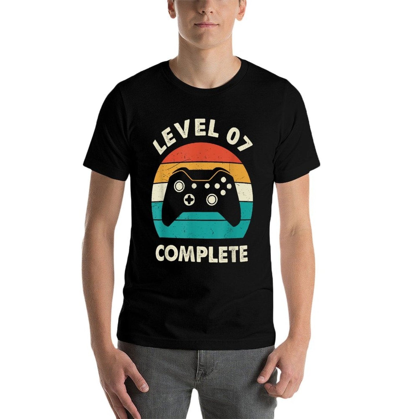 7th Wedding Anniversary For Couples Level 7 Complete  Ribbed Collar T-Shirt
