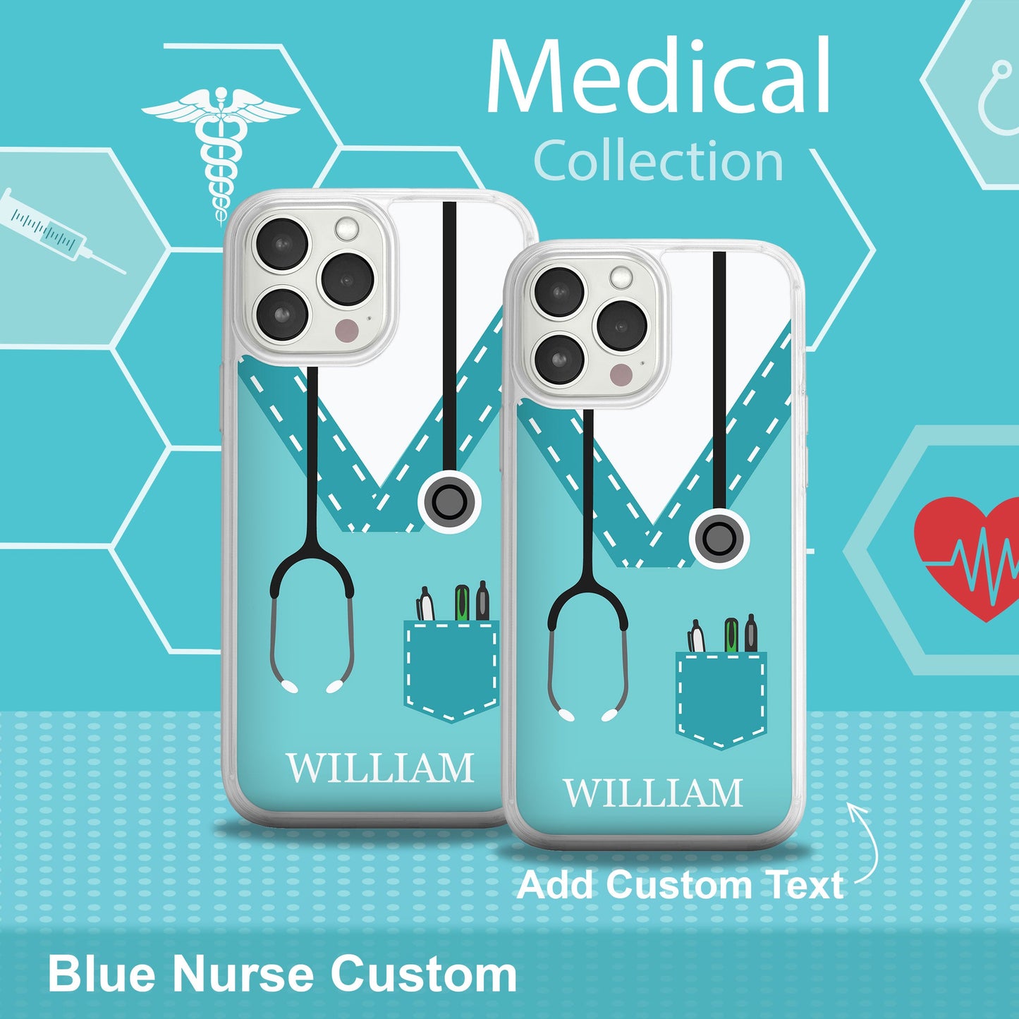Nurse HD Custom Name Apple iPhone 15 Series Mag-Safe Phone Case