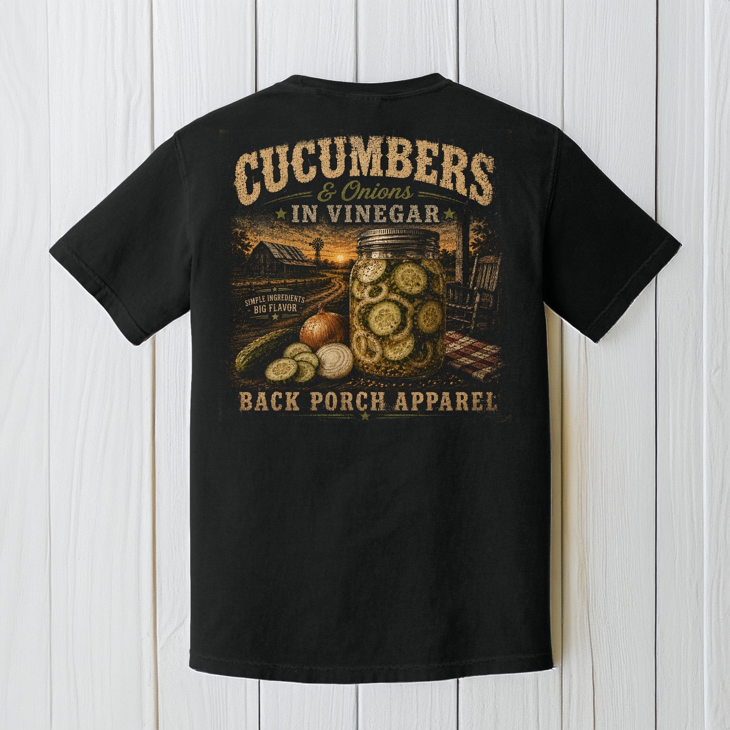Cucumbers & Onions in Vinegar Comfort Colors T-Shirt – Southern Country Porch Graphic Tee by Back Porch Apparel