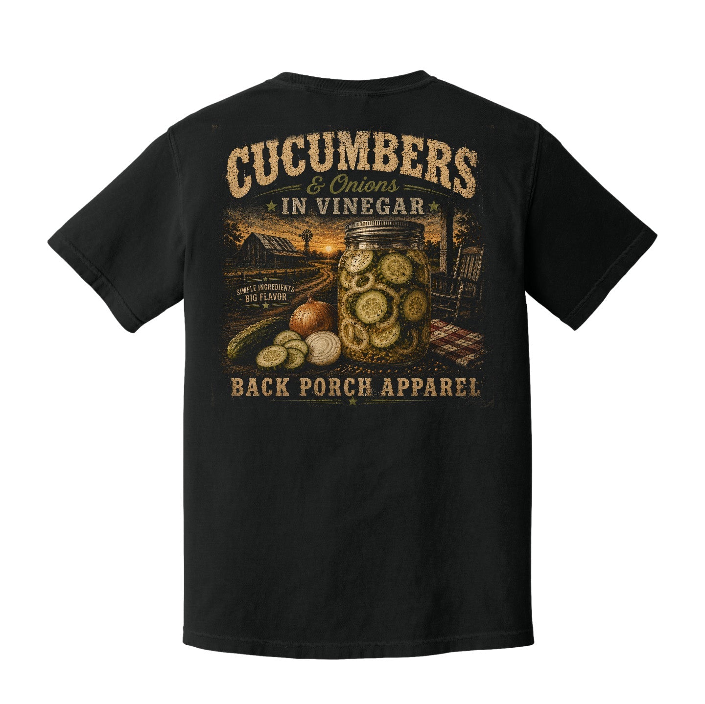 Cucumbers & Onions in Vinegar Comfort Colors T-Shirt – Southern Country Porch Graphic Tee by Back Porch Apparel