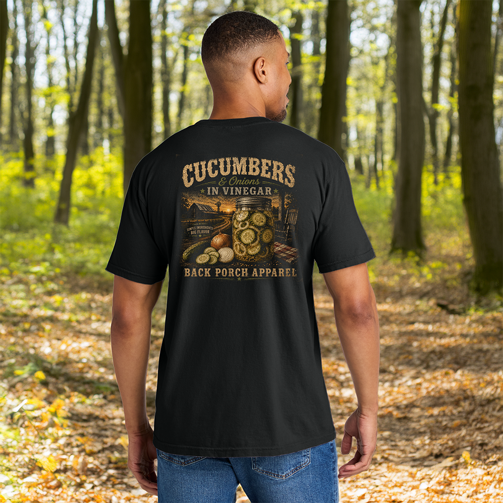 Cucumbers & Onions in Vinegar Comfort Colors T-Shirt – Southern Country Porch Graphic Tee by Back Porch Apparel