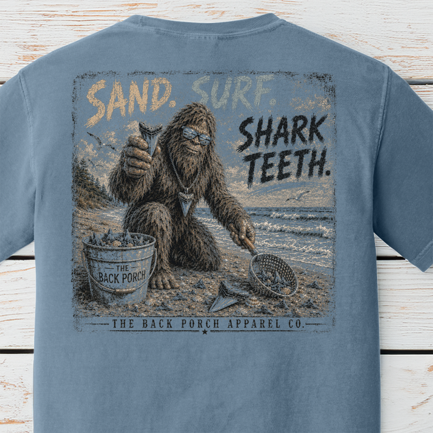 Sand. Surf. Shark Teeth. Comfort Colors Graphic Tee