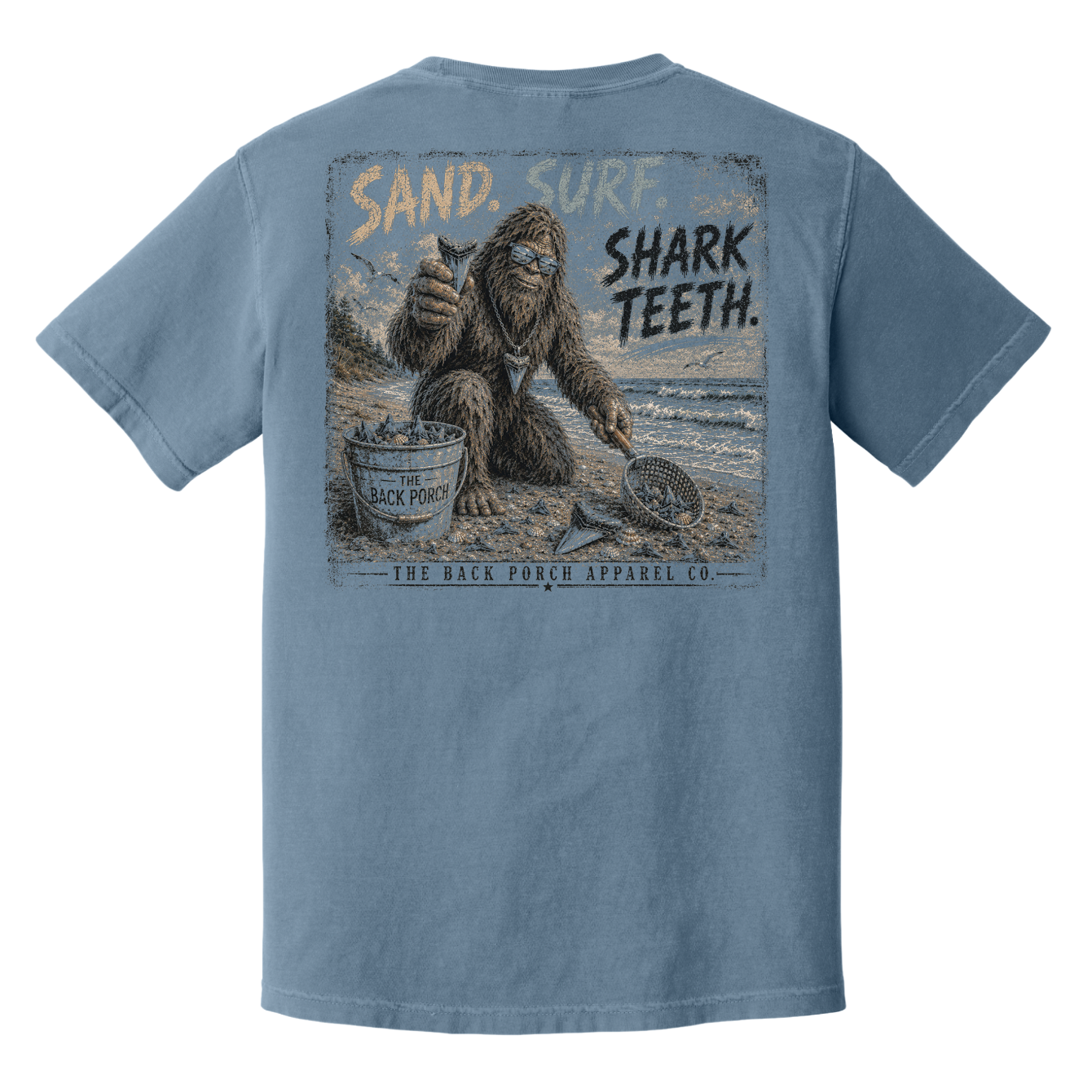 Sand. Surf. Shark Teeth. Comfort Colors Graphic Tee